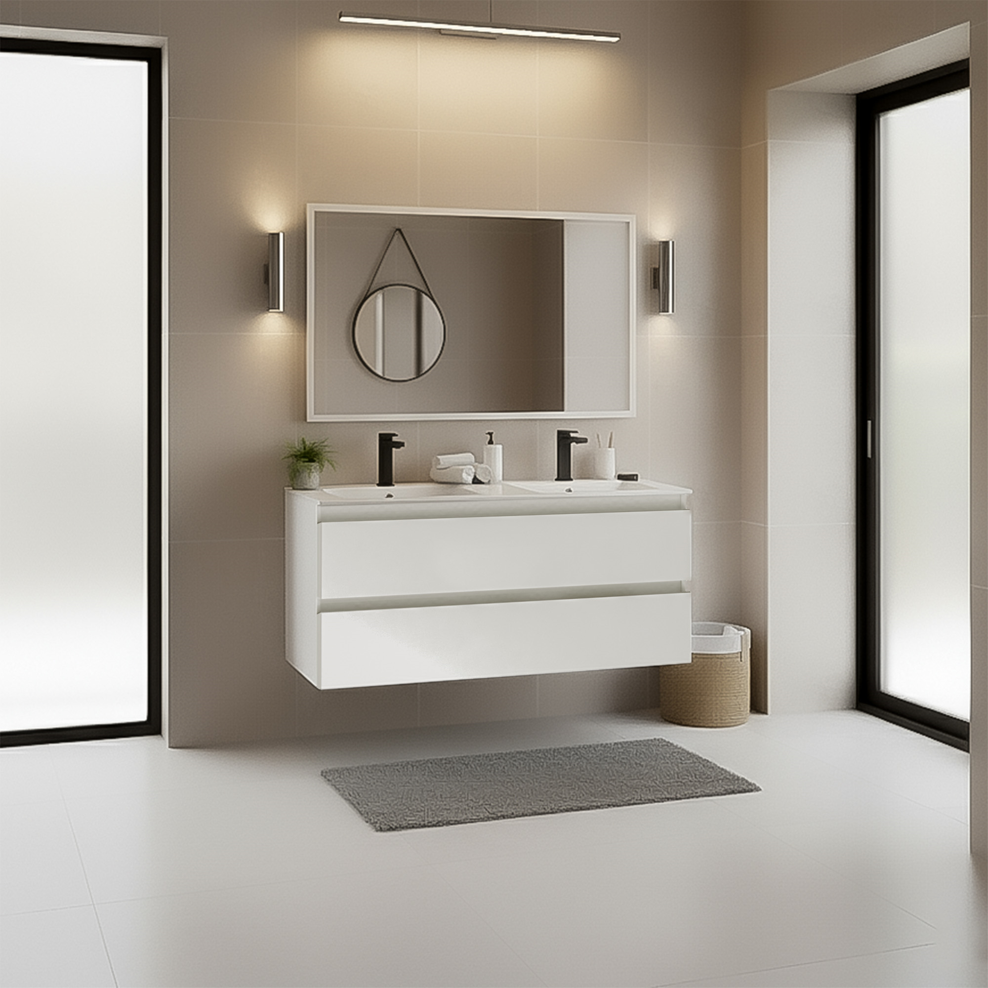 Miroir de salle de bain blanc brillant l.60 x H.80 x Ep.2 cm Atlantis - 2