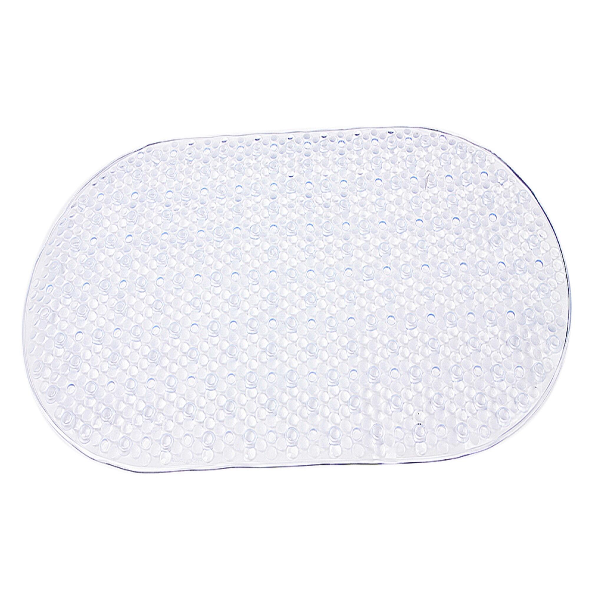 Covoras baie Funky, din PVC, 39 x 69 cm, oval, antiderapant, transparent