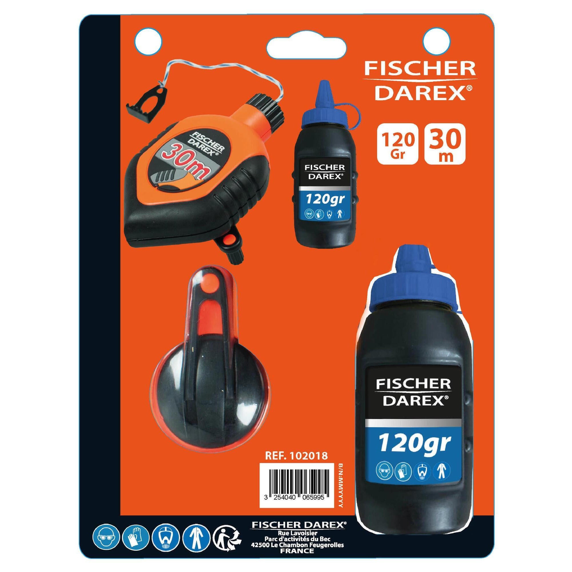 Fir trasare Fischer Darex, cu praf de creta albastra, L 30 m