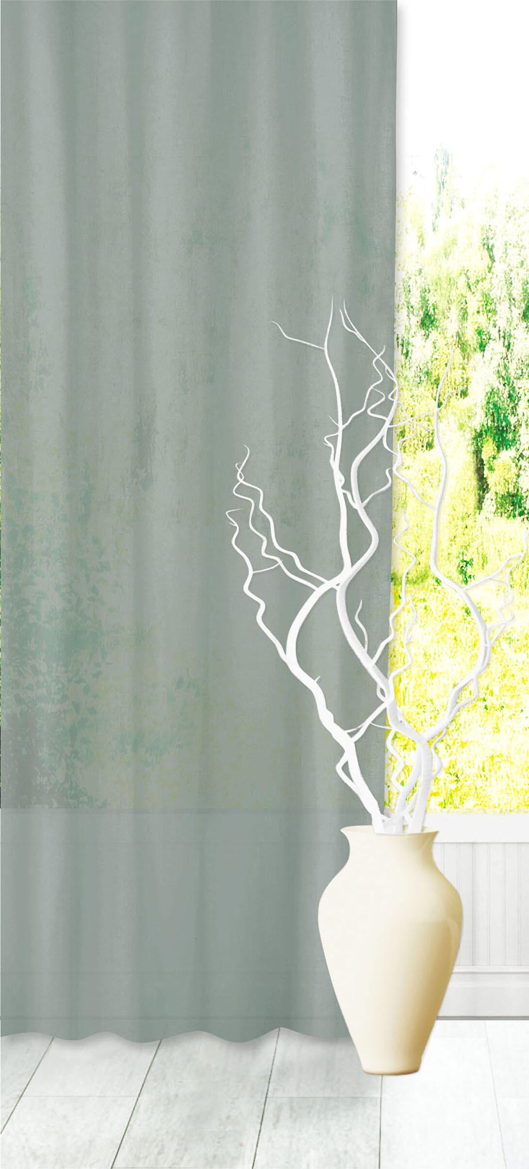 Tenda INSPIRE Abby verde, fettuccia e passanti nascosti 200x280 cm - 4