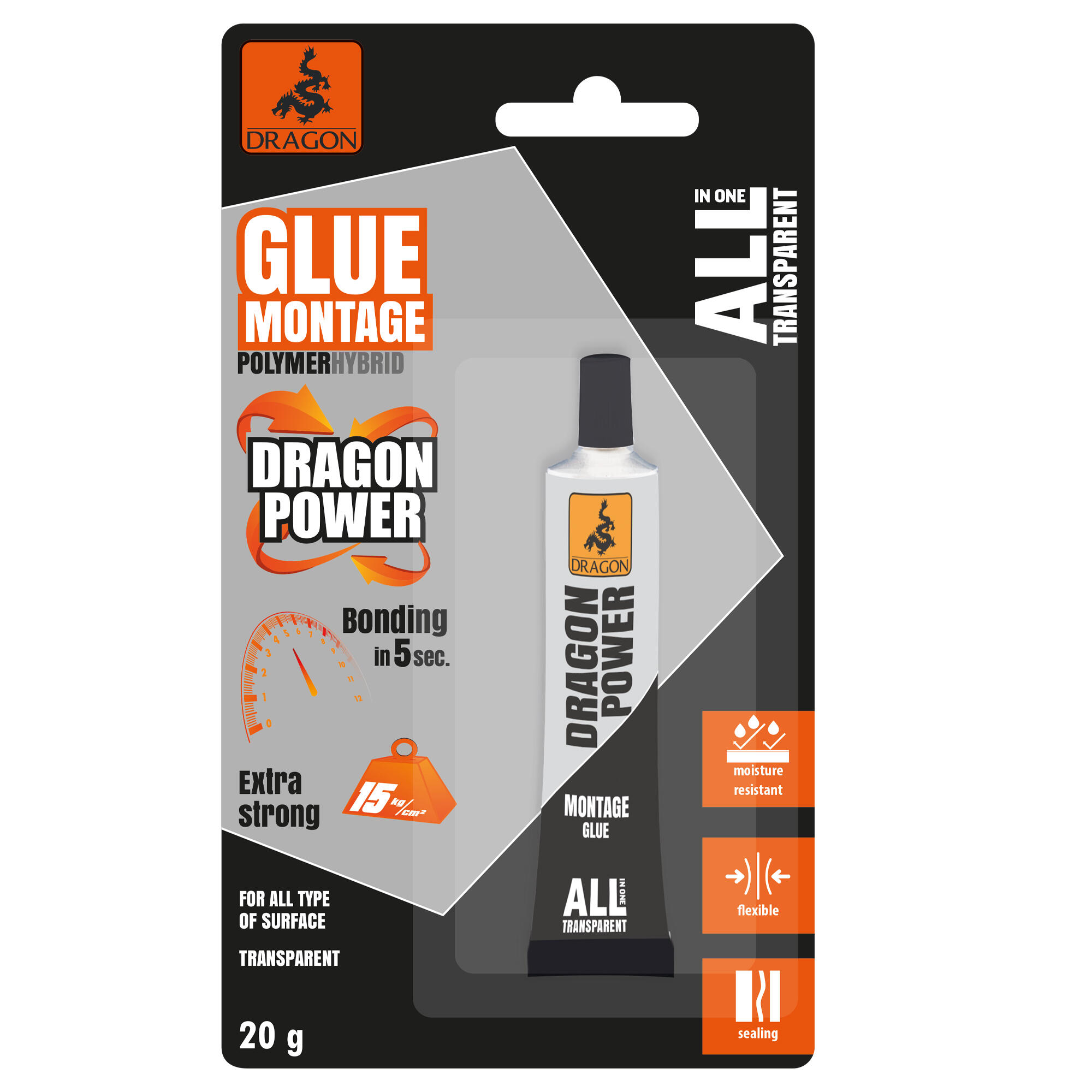 Adeziv Dragon All in One Hybrid Power, de reparare, 20 g, transparent