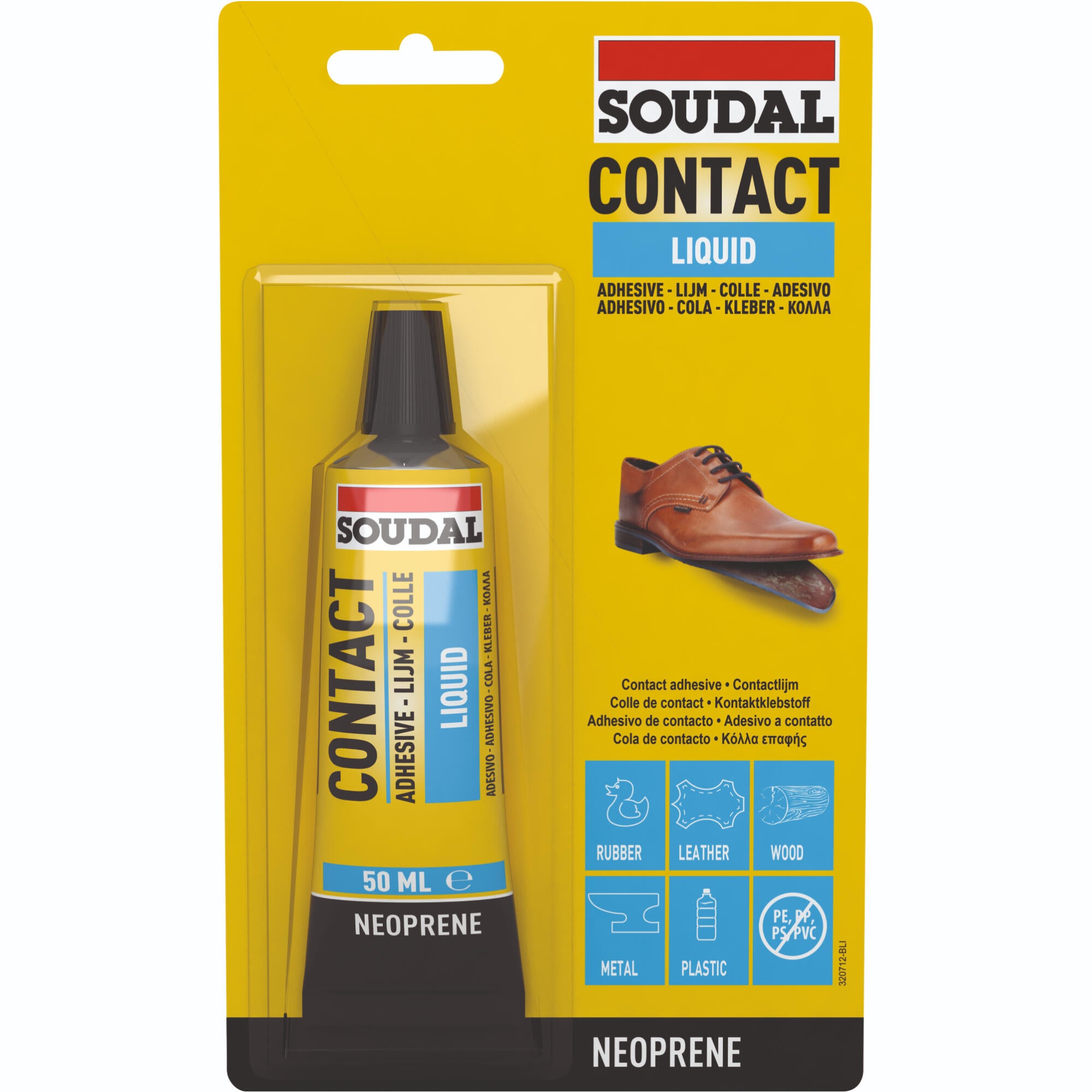 Adeziv Soudal 44A Contact neopren, de reparare, 50 ml, galben