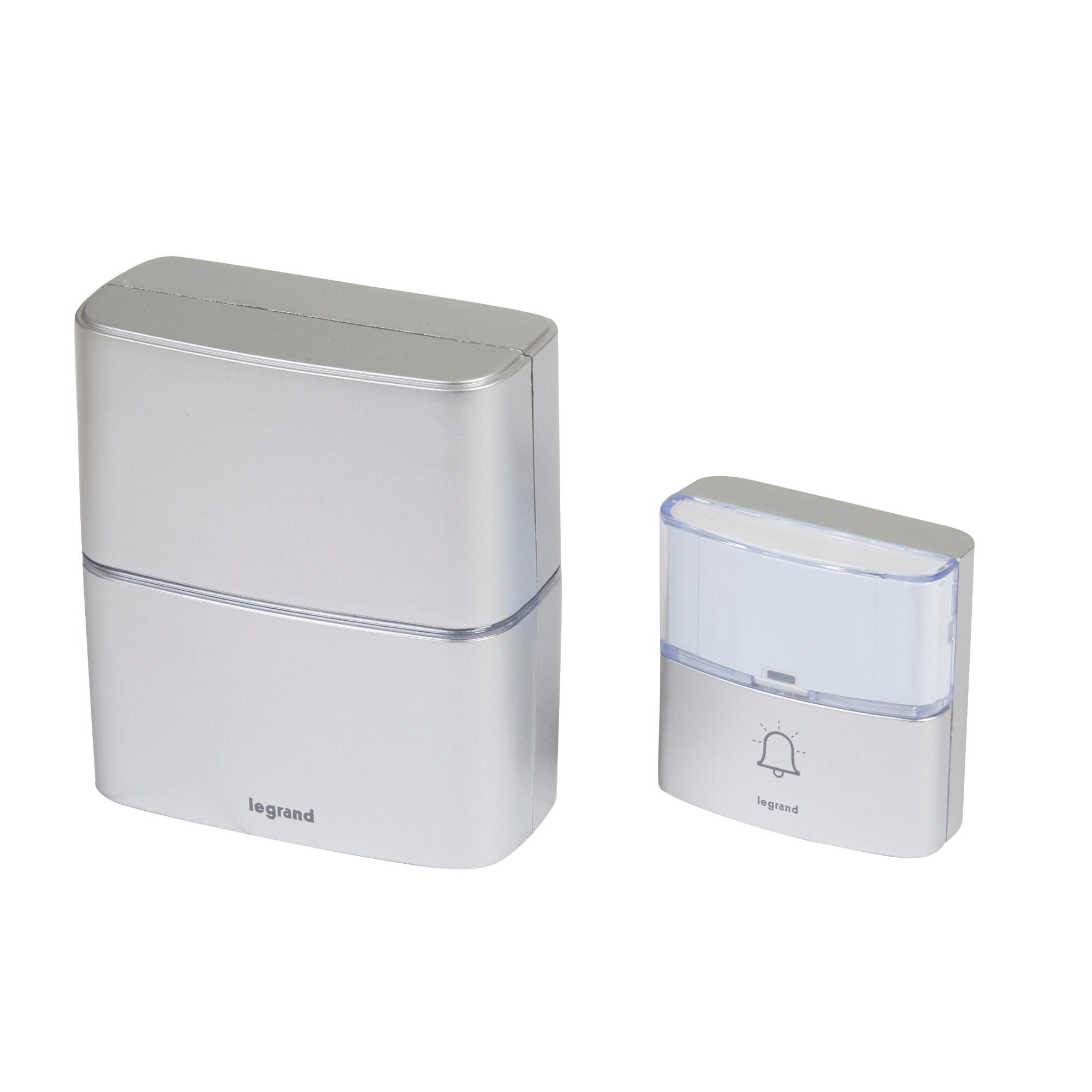 Kit sonerie fara fir Legrand Serenity, 80 dB, alimentare cu baterii, argintiu
