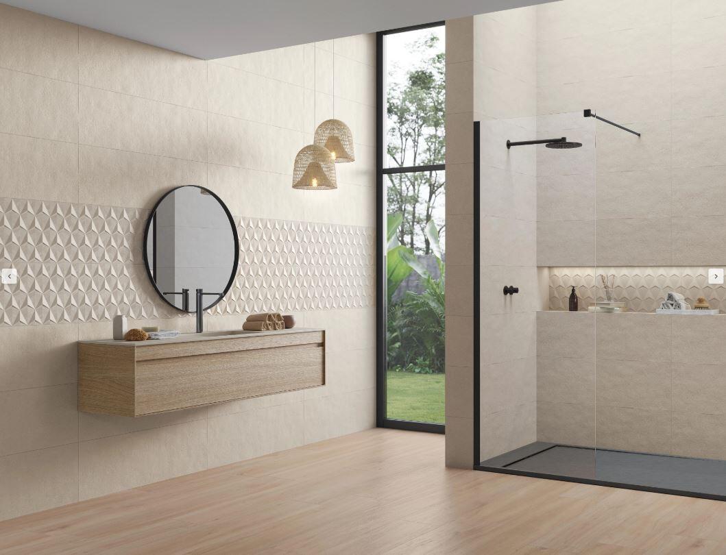 Azulejo cerámico livermore efecto piedra blanco 33x100 cm