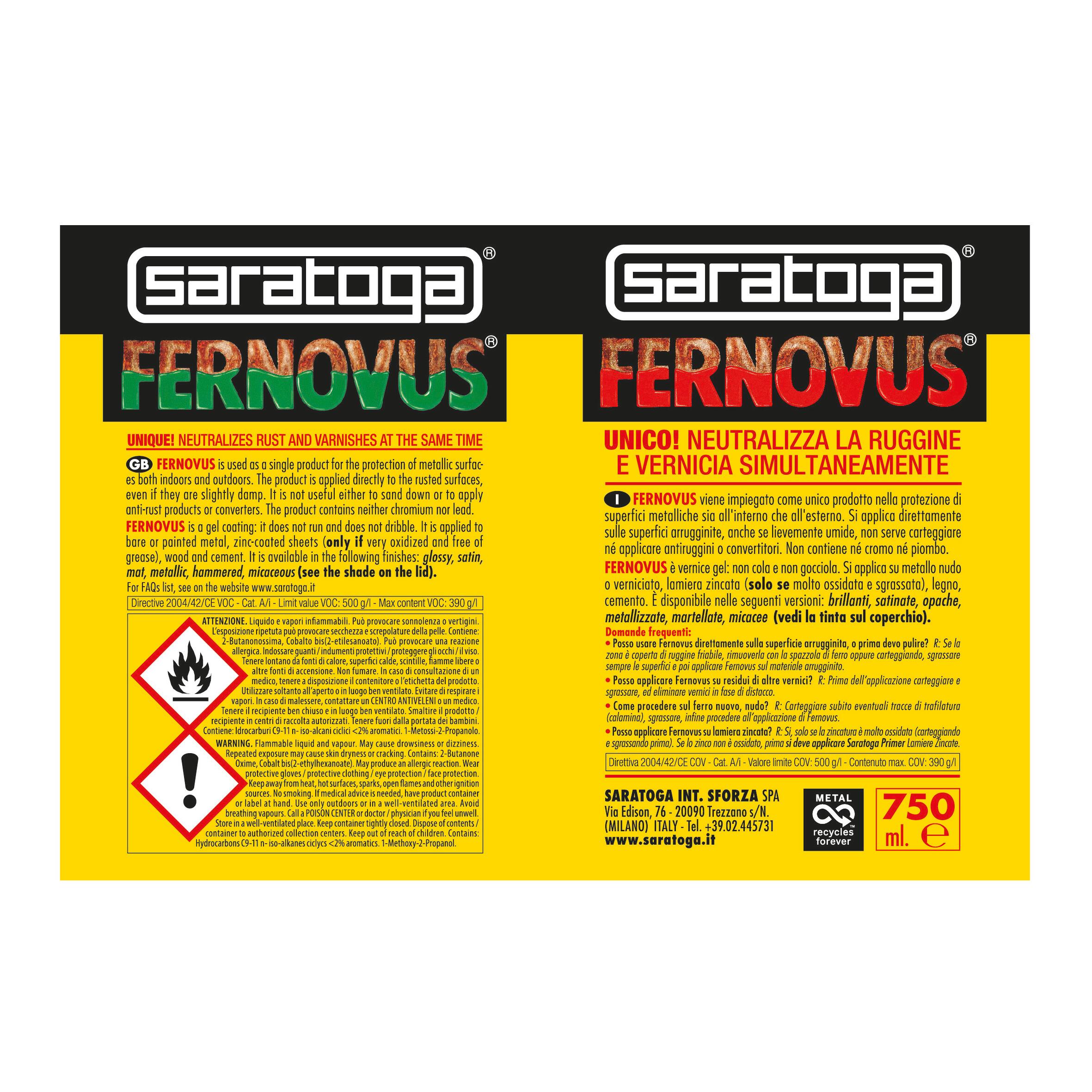 Vernice da esterno antiruggine per ferro SARATOGA Fernovus grigio grafite, metallizzato opaco, 0.75 l - 4