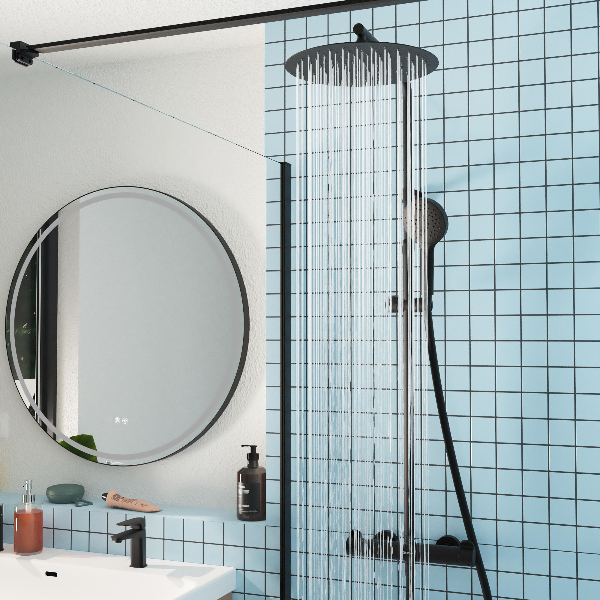 Colonne de douche Icone, thermostatique, Noir, Sensea - 3