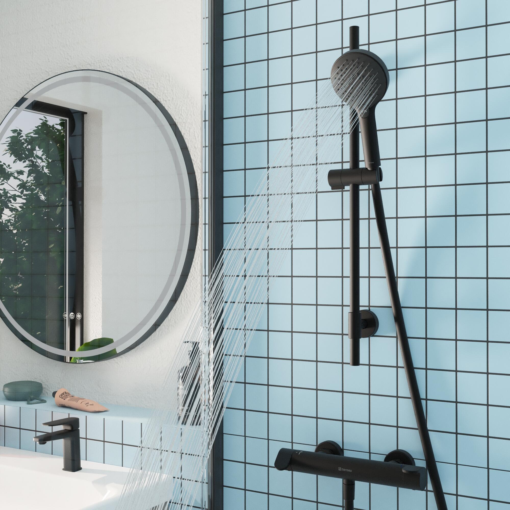 Alcachofa de ducha + flexo + barra SENSEA Icone negro con 3 funciones - 2