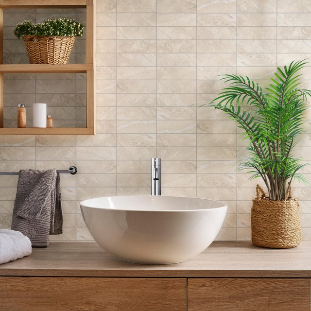 Piastrella Mosaico in gres porcellanato Lapis beige L 29.8 x L 29.8cm x Sp. 9 mm, 6 pezzi