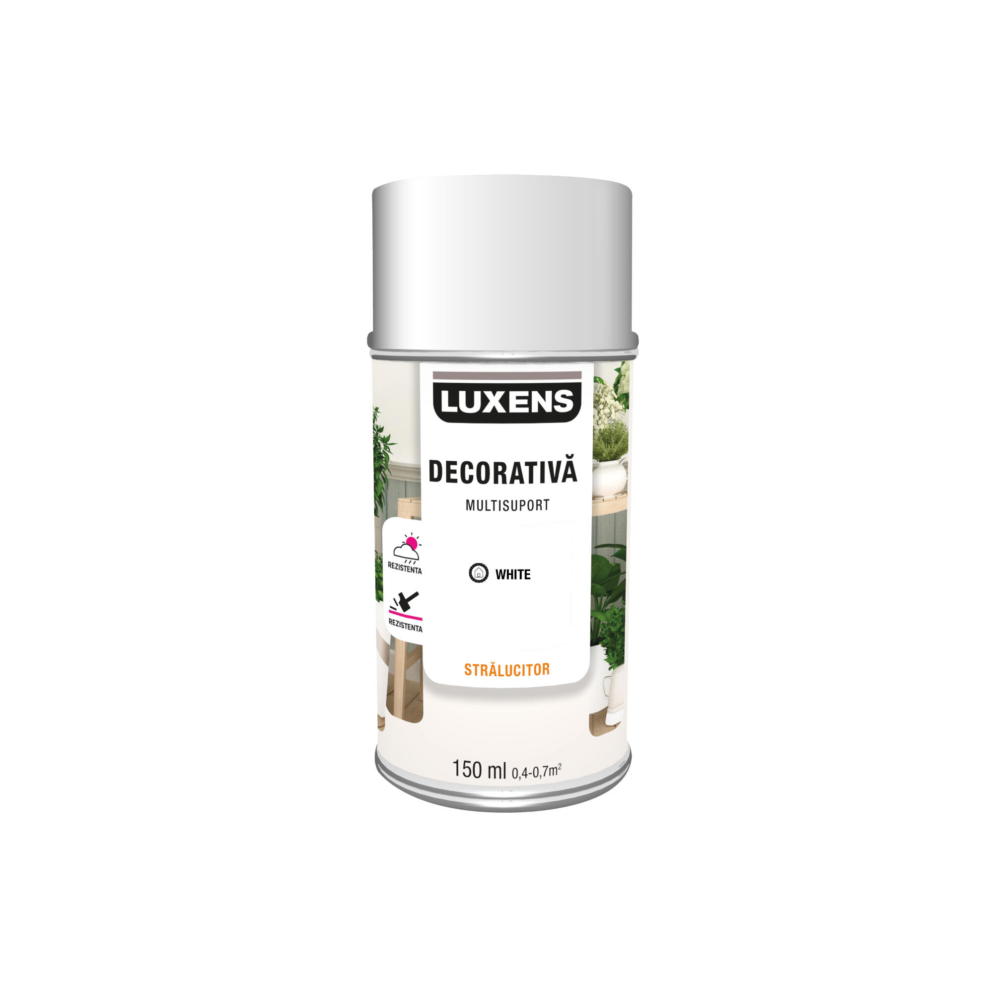 Vopsea spray Luxens, decorativa, alb 1, lucios, 150 ml
