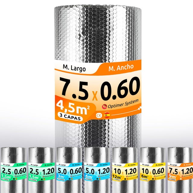 1 ud de Aislamiento multicapa B0CYQ1BQQT OPTIMER de Polipropileno 7.5x0.6m Espesor 3mm R = 1.43