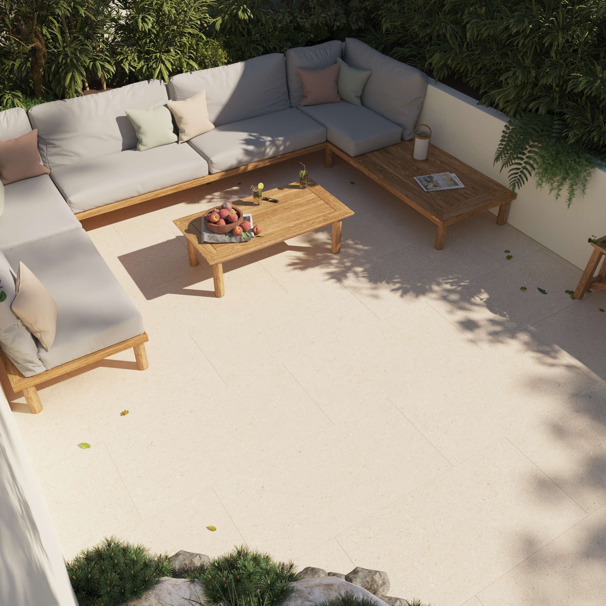 Carrelage sol extérieur effet pierre beige Lyra l.60.0 x L.120.0 cm x Ep.8.0 mm - 2