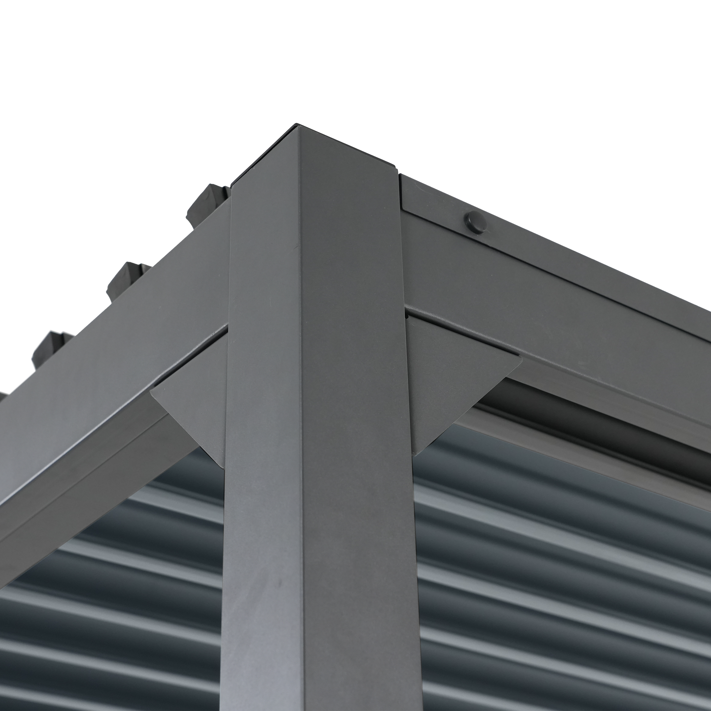 Pérgola bioclimática de aluminio gris oscuro y lama gris claro de 300 x 300 x 230 cm manual - 9