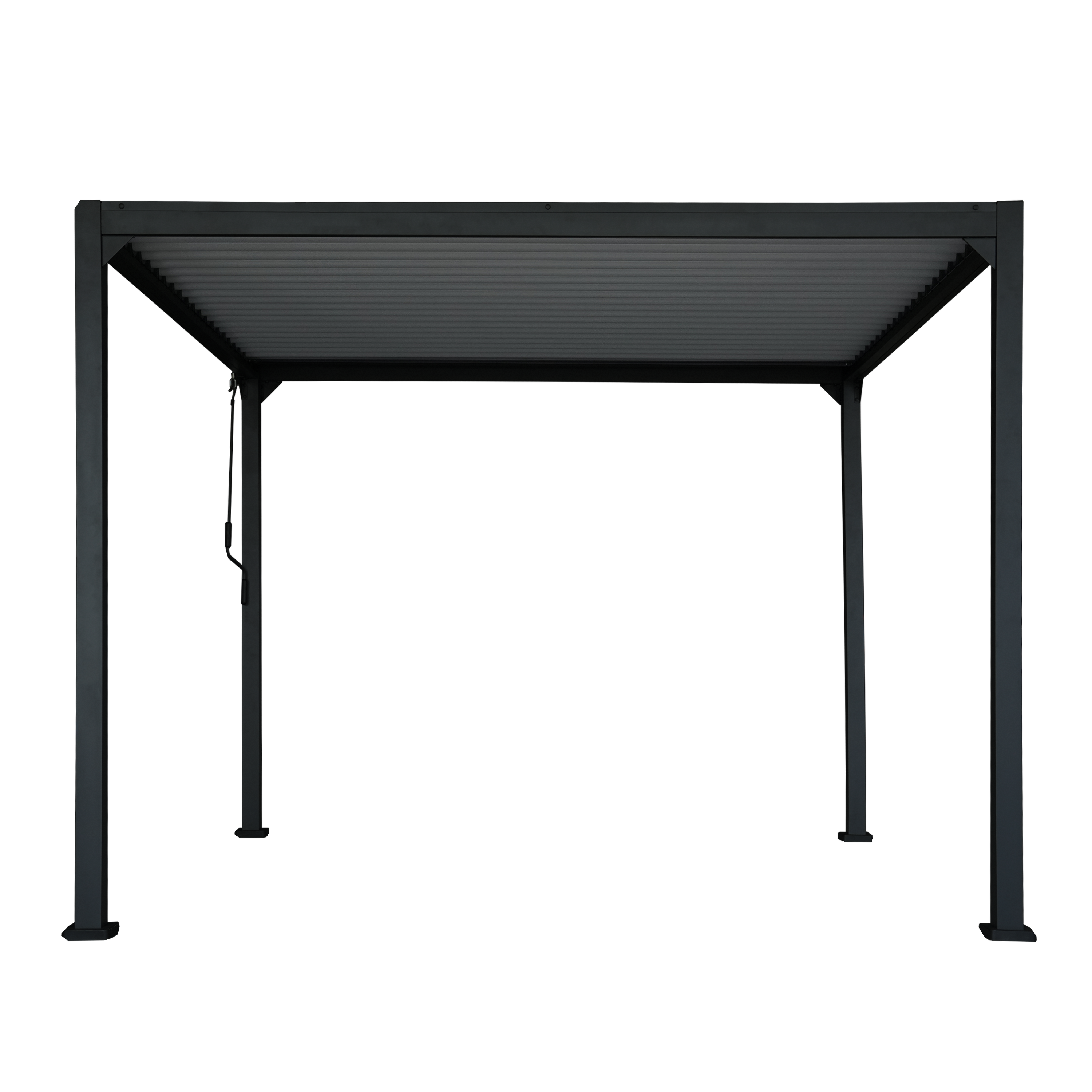 Pérgola bioclimática de aluminio gris oscuro y lama gris claro de 300 x 300 x 230 cm manual - 4