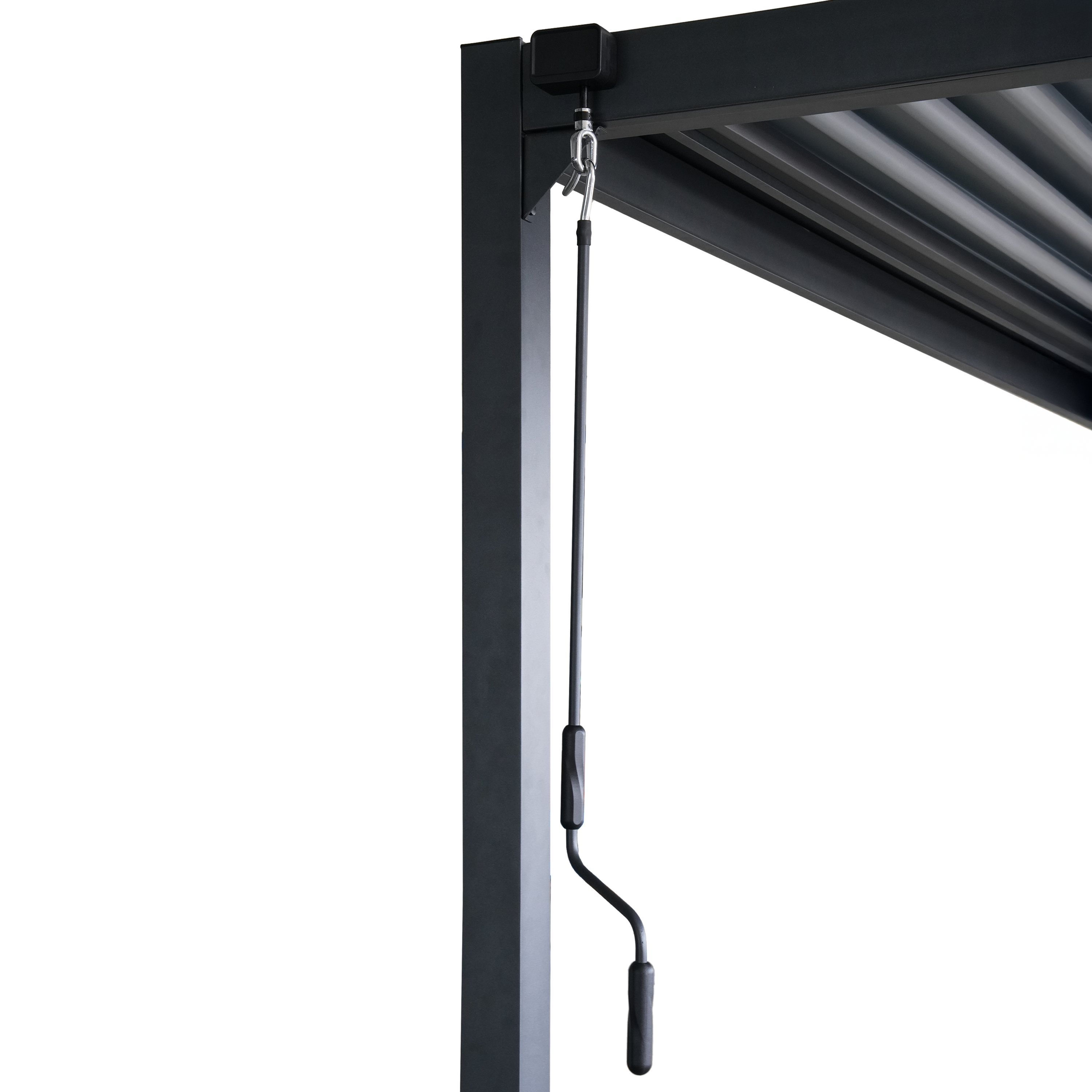 Pérgola bioclimática de aluminio gris oscuro y lama gris claro de 300 x 300 x 230 cm manual - 7