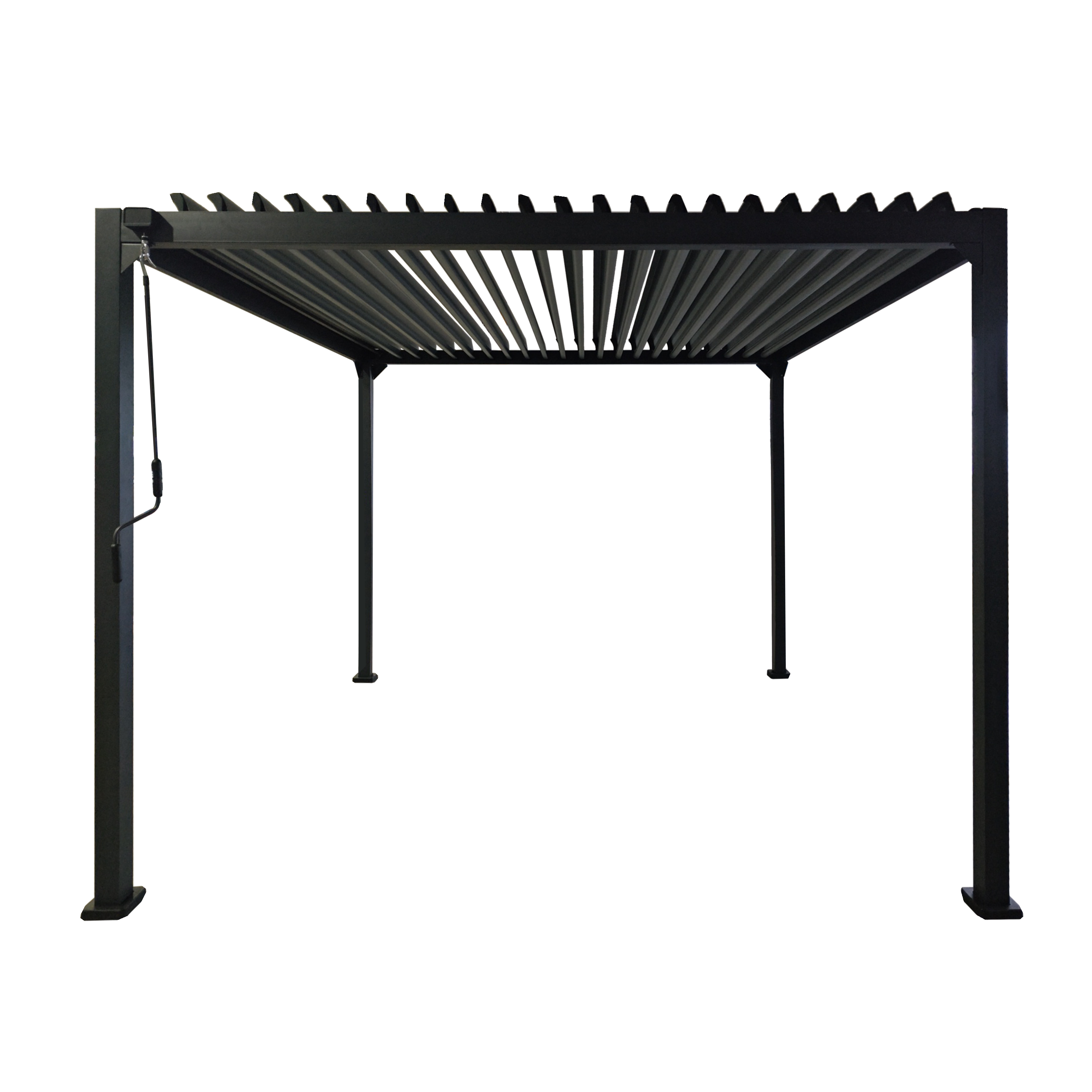 Pérgola bioclimática de aluminio gris oscuro y lama gris claro de 300 x 300 x 230 cm manual - 3