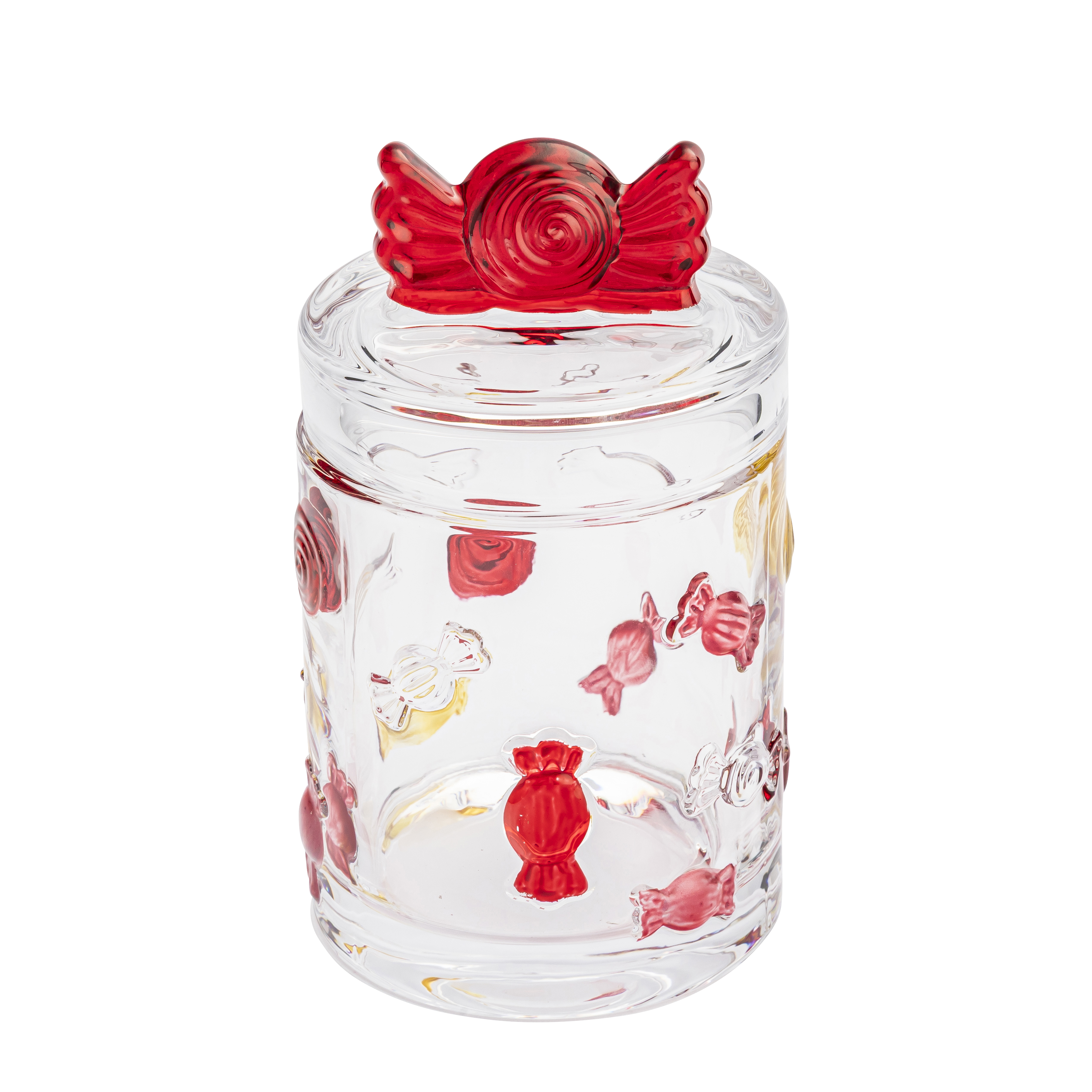 Pojemnik kuchenny szklany z pokrywą ze wzorek cukierków