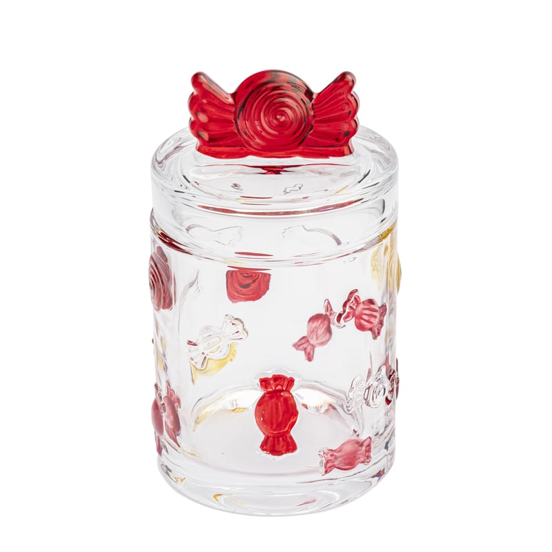 Pojemnik kuchenny szklany z pokrywą ze wzorek cukierków