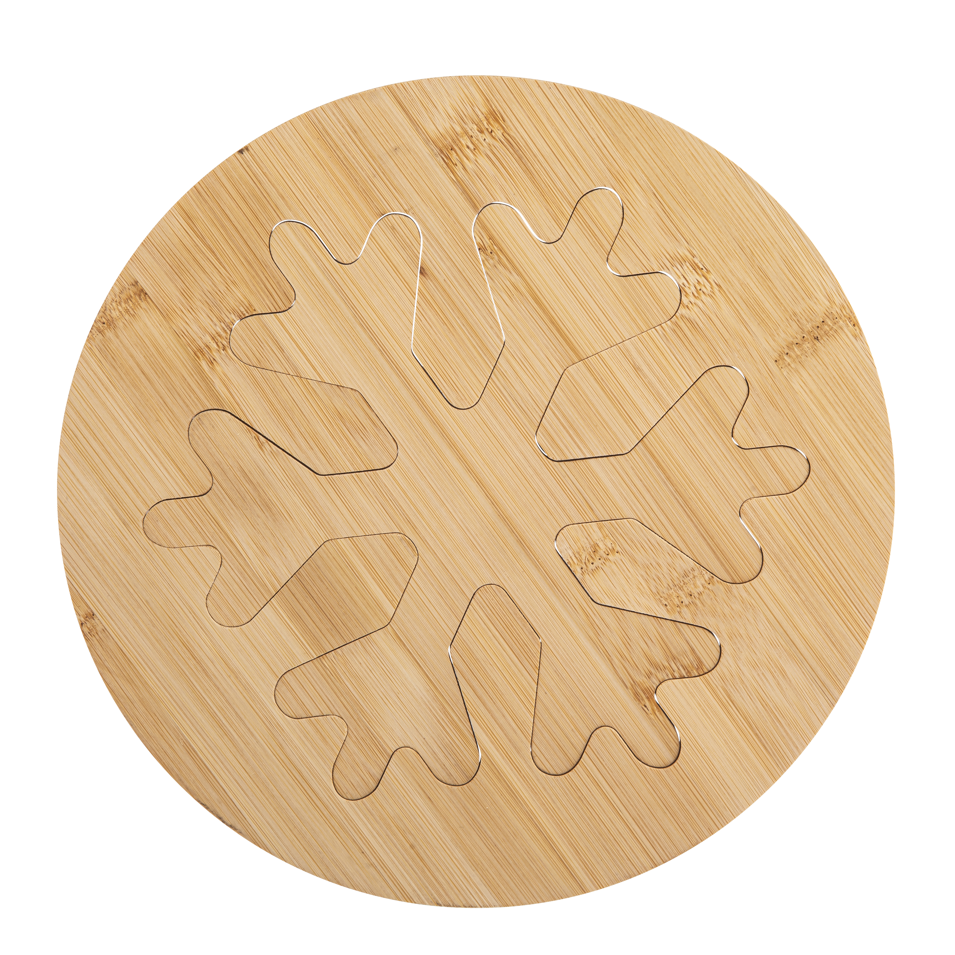 Podstawka na gorące naczynia bambusowa śnieżynka 22x22x1 cm