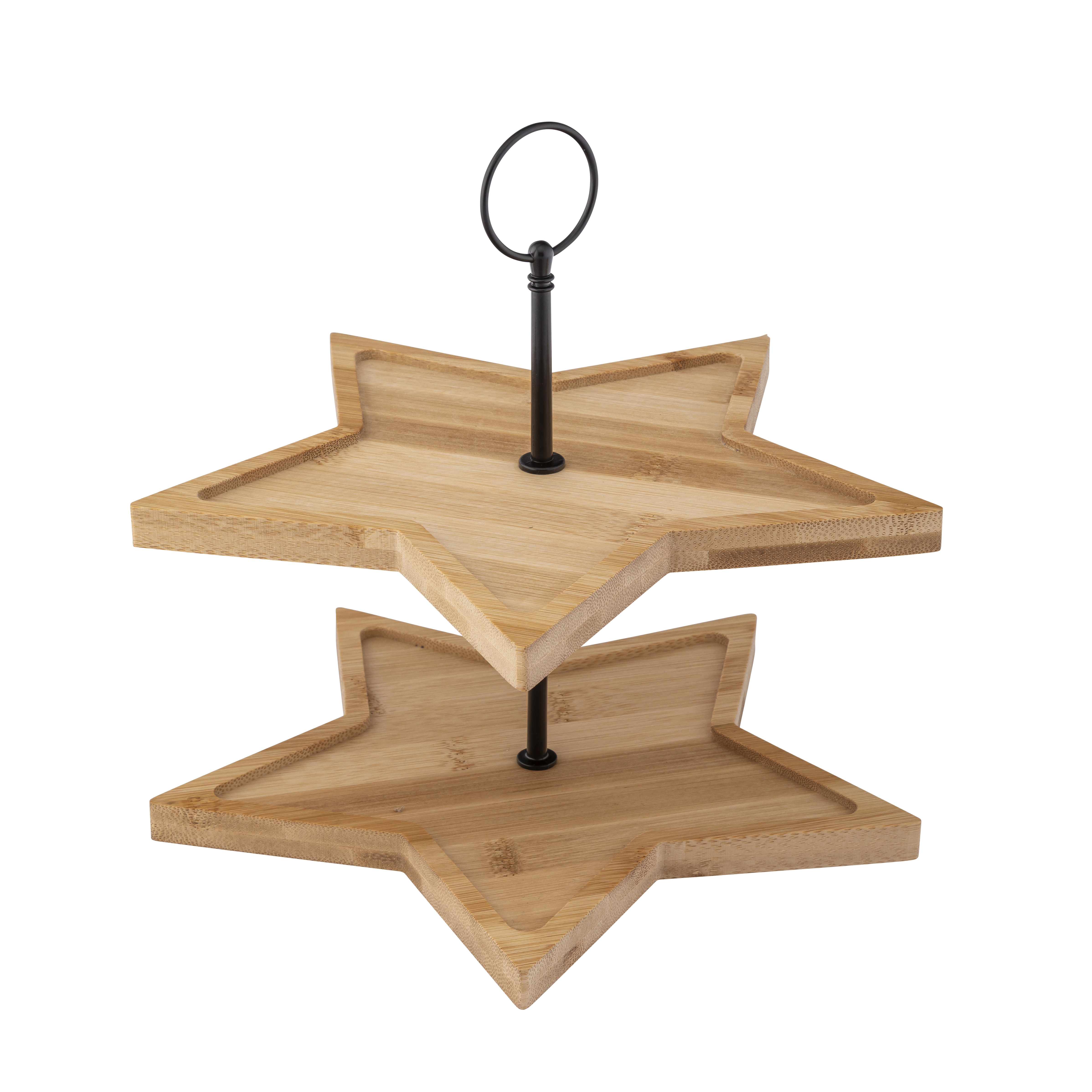 Dwupoziomowa etażerka bambusowa w kształcie gwiazdy