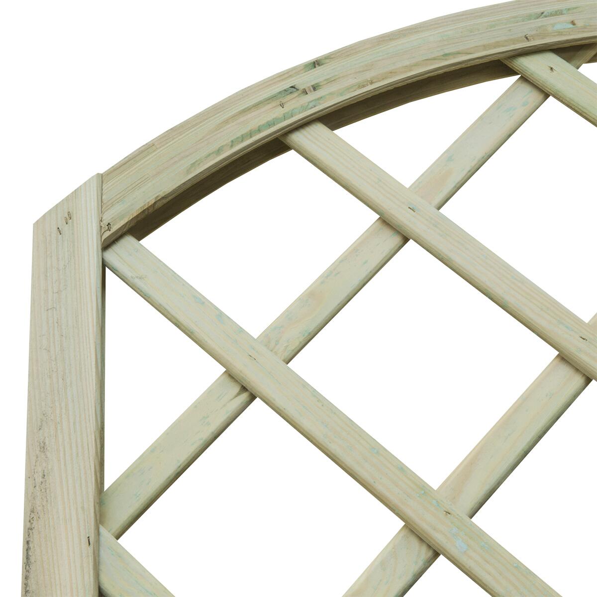 Traliccio grigliato fisso in legno naturale L 90 X H 180 cm, Sp 32 mm ad arco Diago maglia 120x120 mm - 3