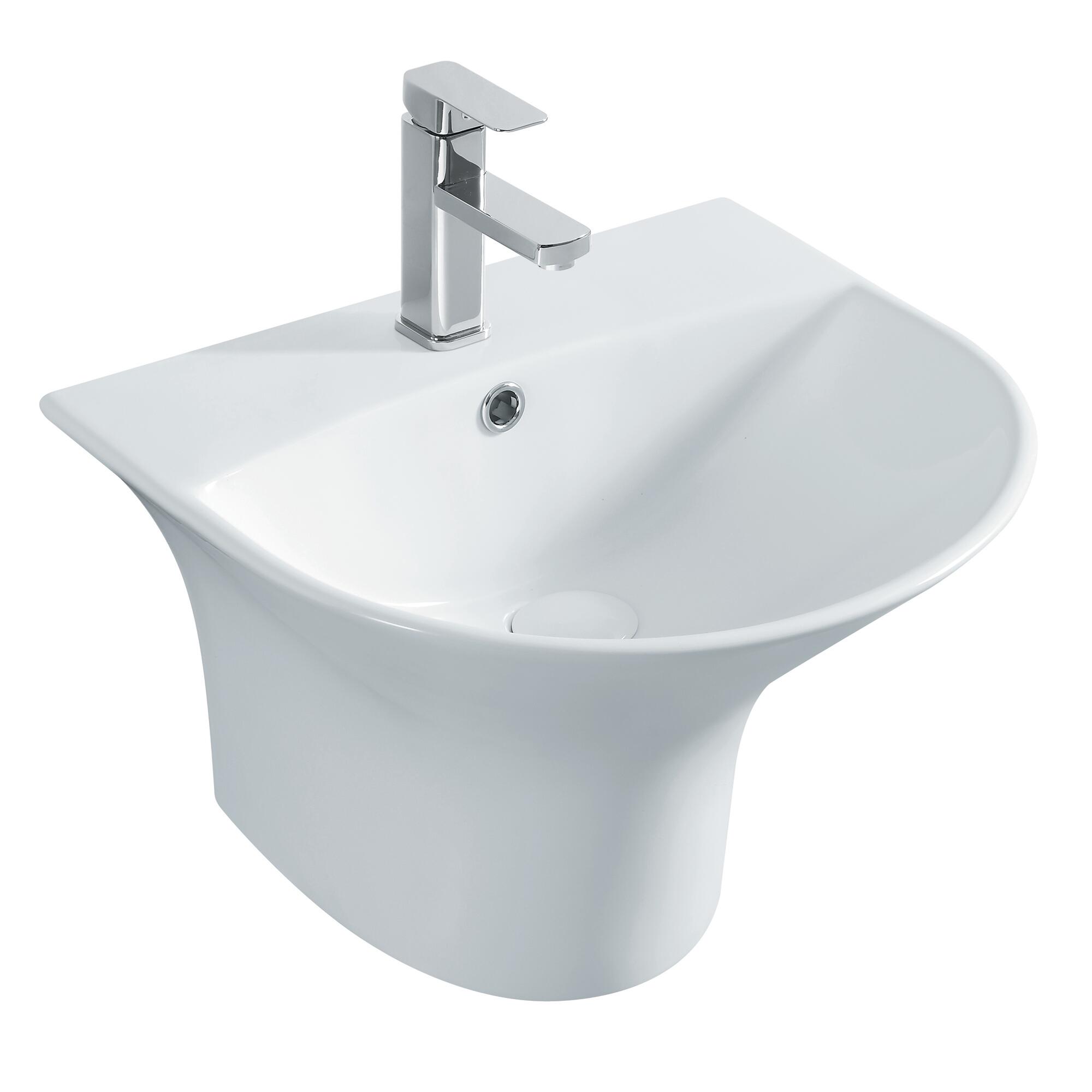 Lavoar cu semipiedestal Round, latime 48 cm, alb