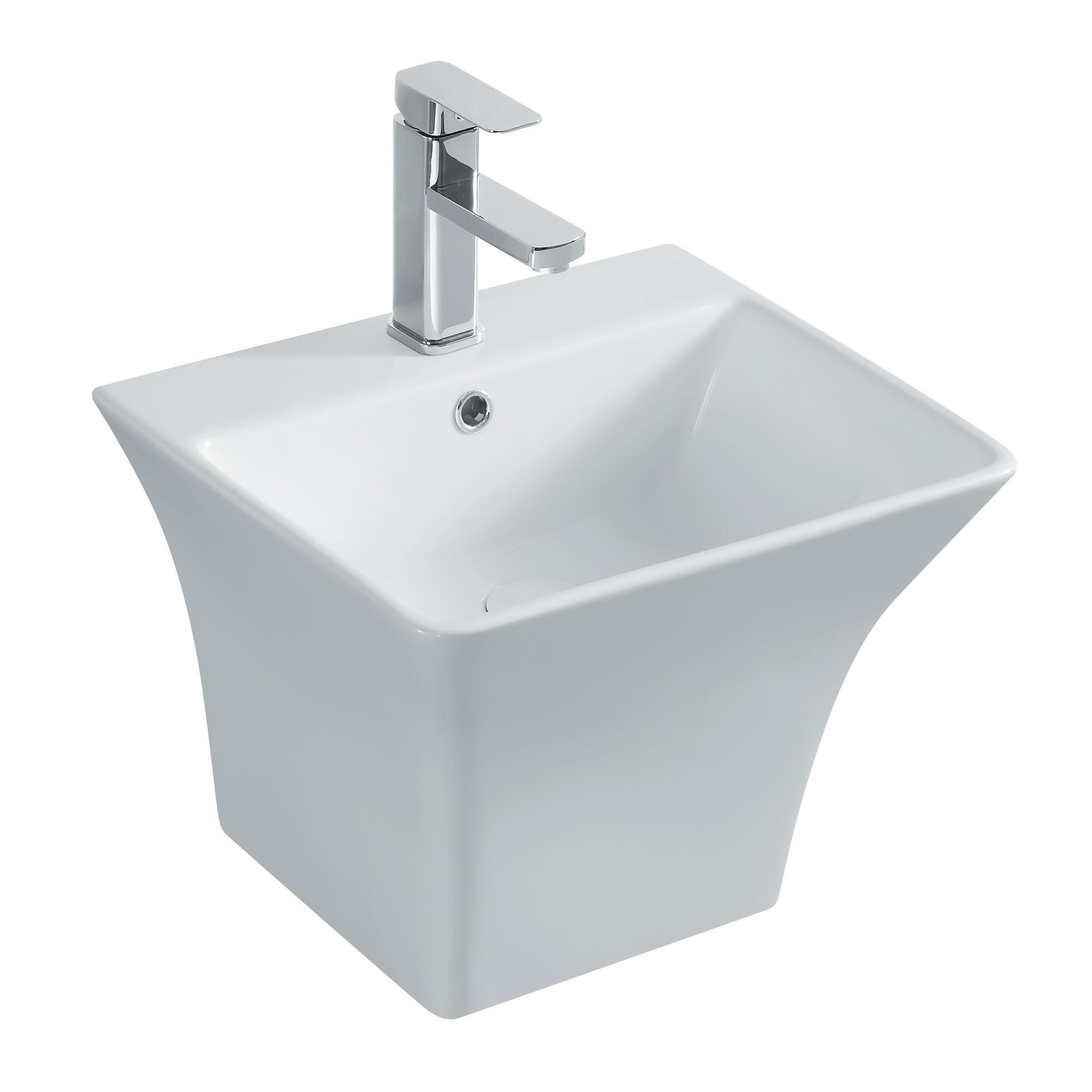 Lavoar cu semipiedestal Angle, latime 48.5 cm, alb