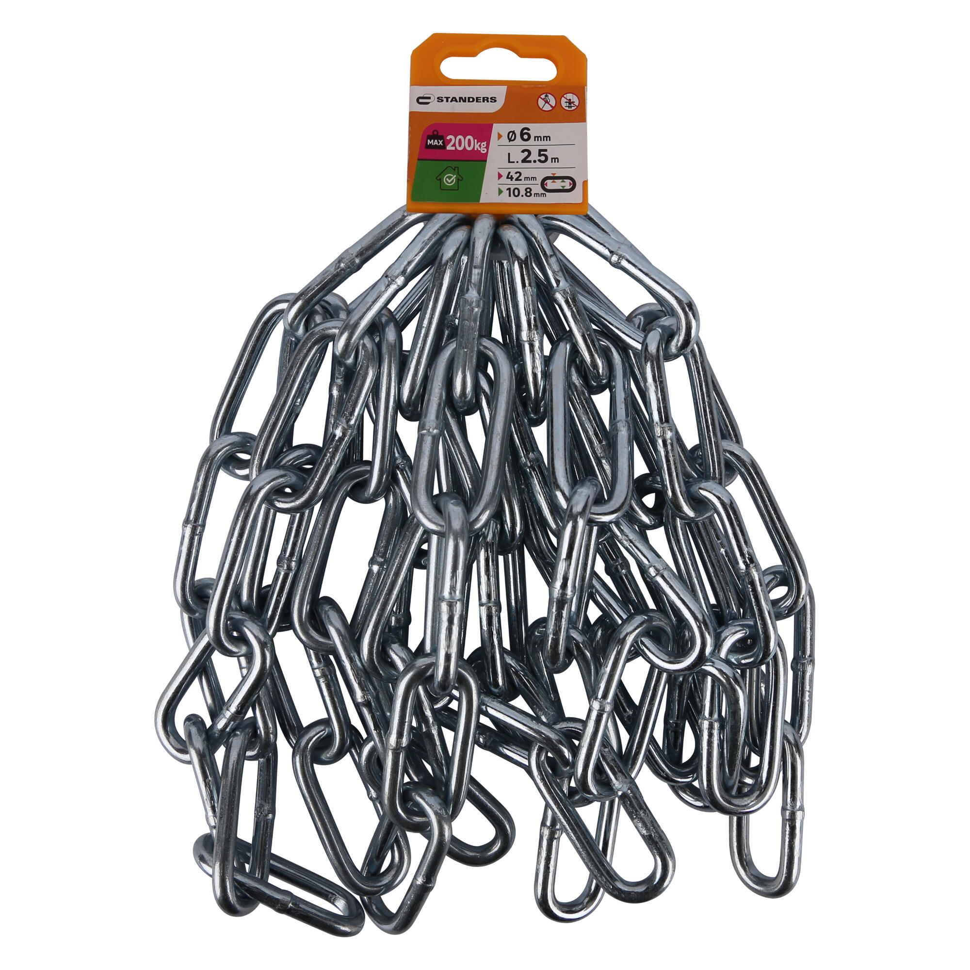Lant otel zincat zale lungi Standers, Ø 6 mm, 2.5 m, rezistenta