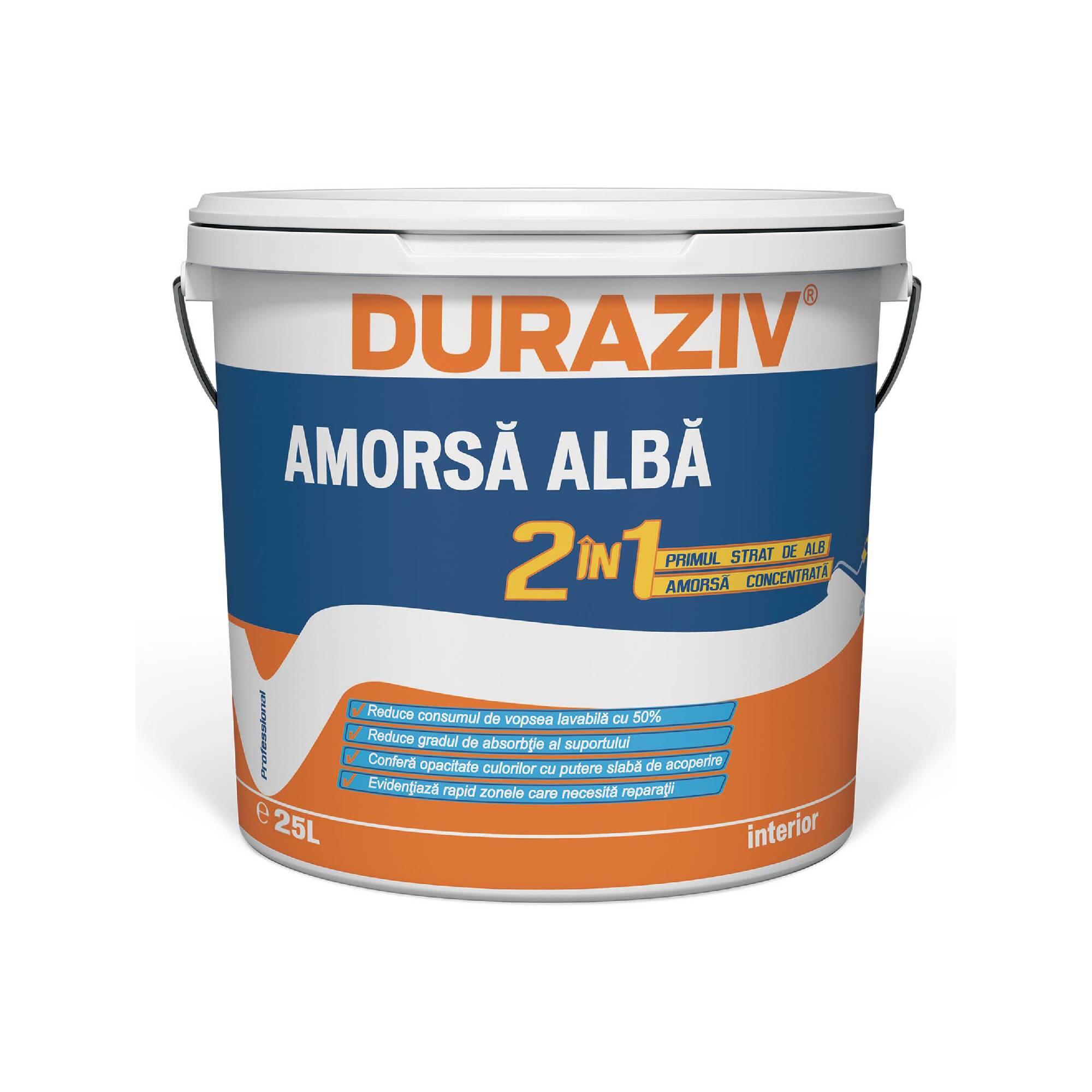 Amorsa 2 in 1 Duraziv pentru perete, interior, alb, 25 L