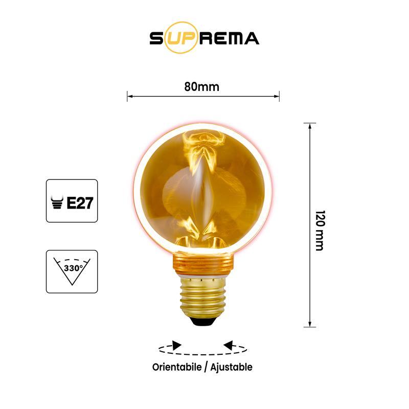 Bombilla led e27 esférico ámbar 4w 220-240v 220 lm ámbar