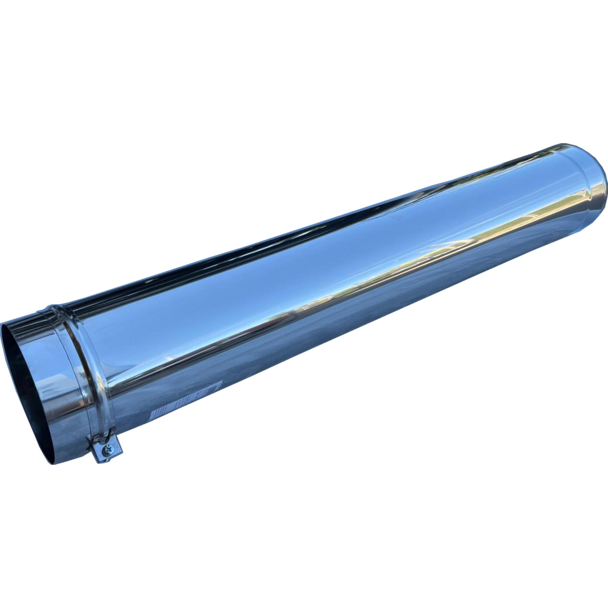 Tub din inox cu colier, simplu perete, grosime 0.4 mm, Ø 150, L 0.950 m, argintiu