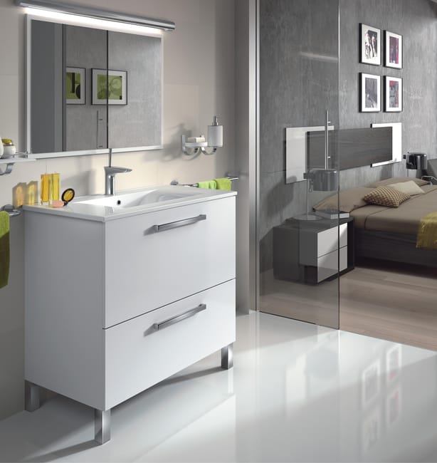 MUEBLE DE BAÑO CON ESPEJO URBAN BLANCO 80X45,5CM - 1