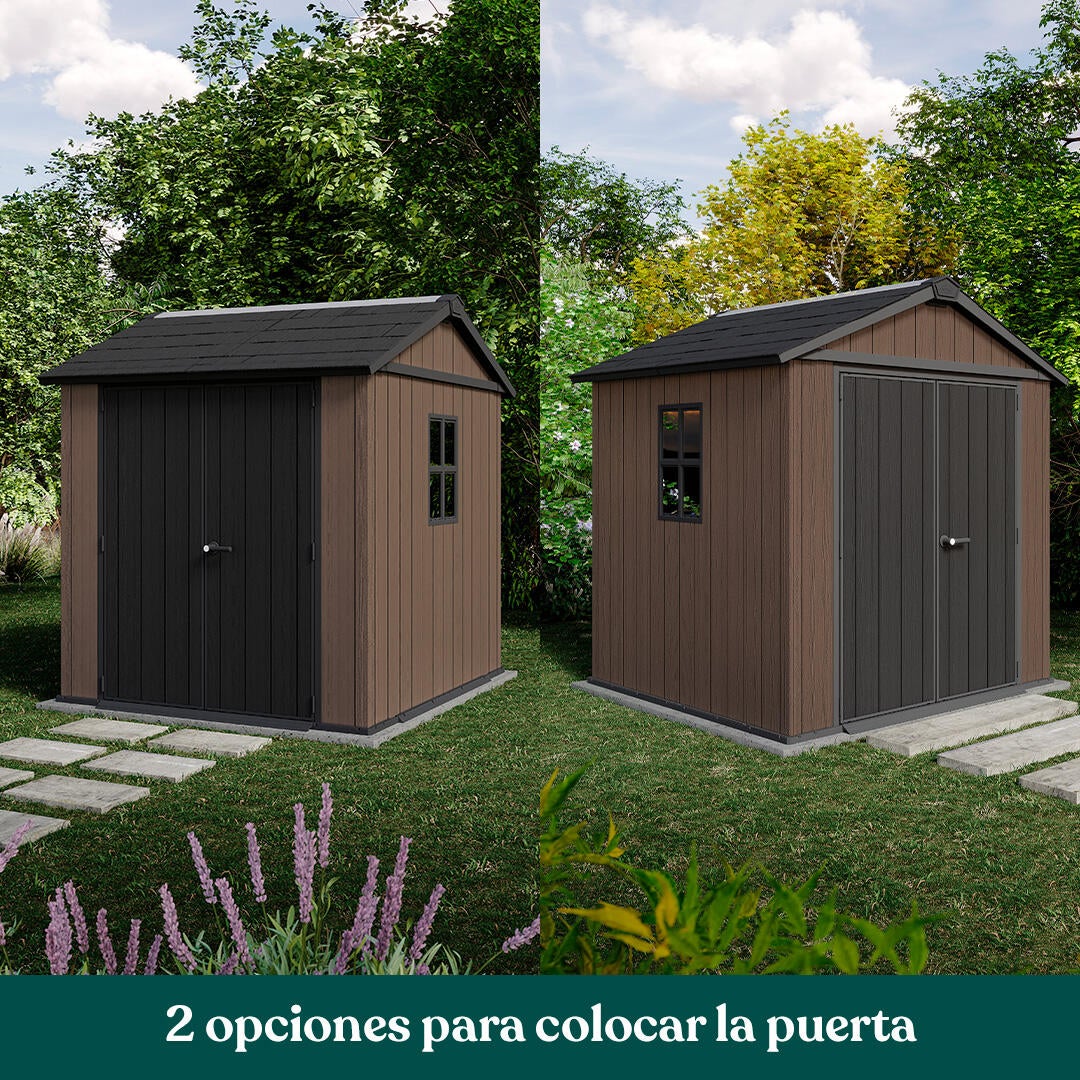Caseta de resina Newton Plus 757/775 de 228x252x224 cm y 4.4 m2 con 20 mm espesor y doble puerta abatible KETER - 2