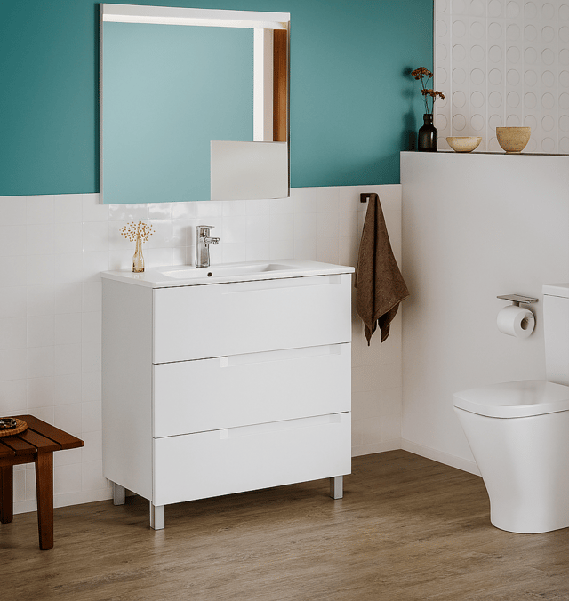 MUEBLE DE BAÑO CON LAVABO ROCA BORNEO BLANCO 80.5X46CM