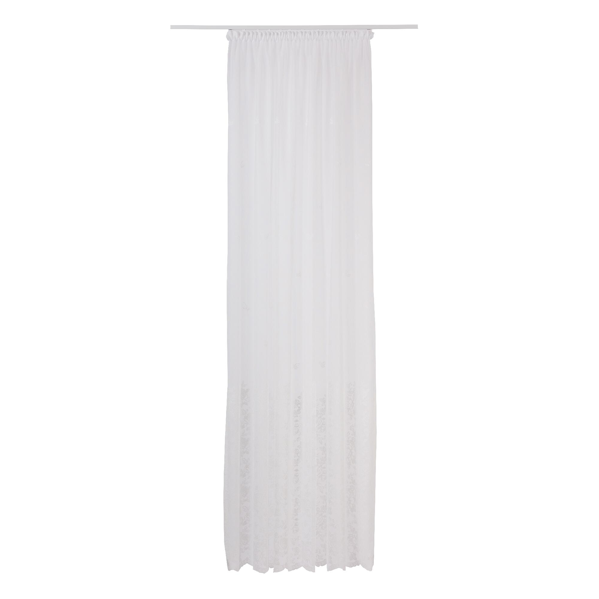 Perdea Saxo 300 x 245 cm, model floral/vegetal, cu rejansa, alb