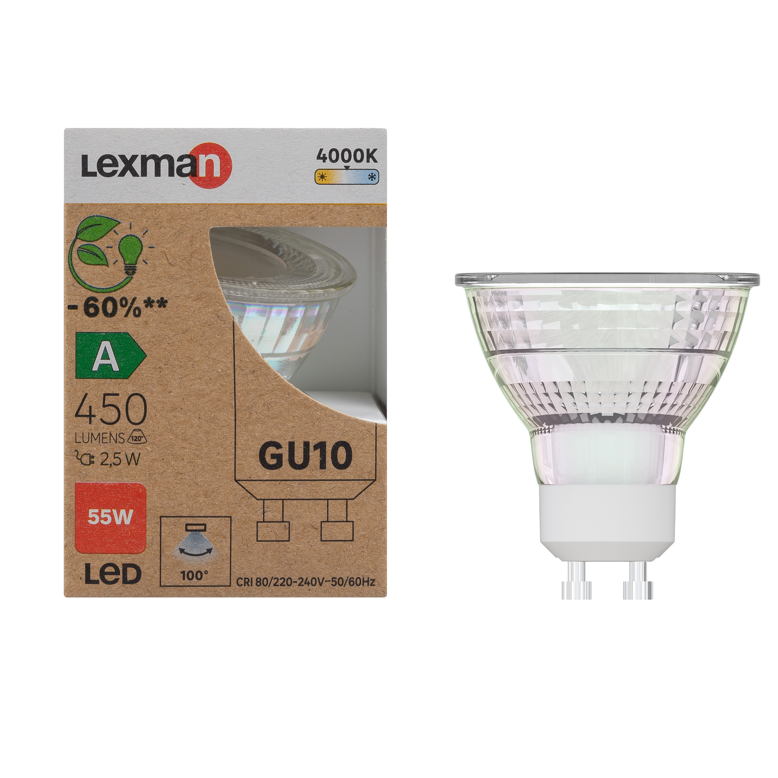 Żarówka LED GU10 2,5 W 450 lm Neutralna biel Lexman - 2
