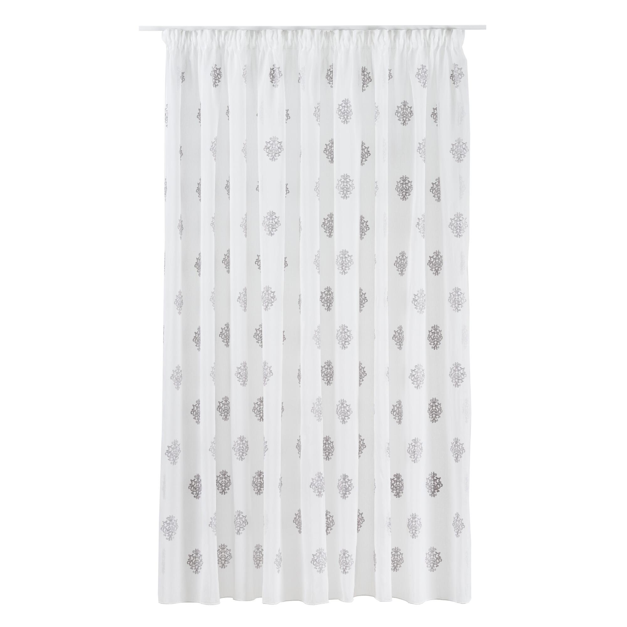Perdea Carline 300 x 260 cm, model abstract, cu rejansa si bride, gri