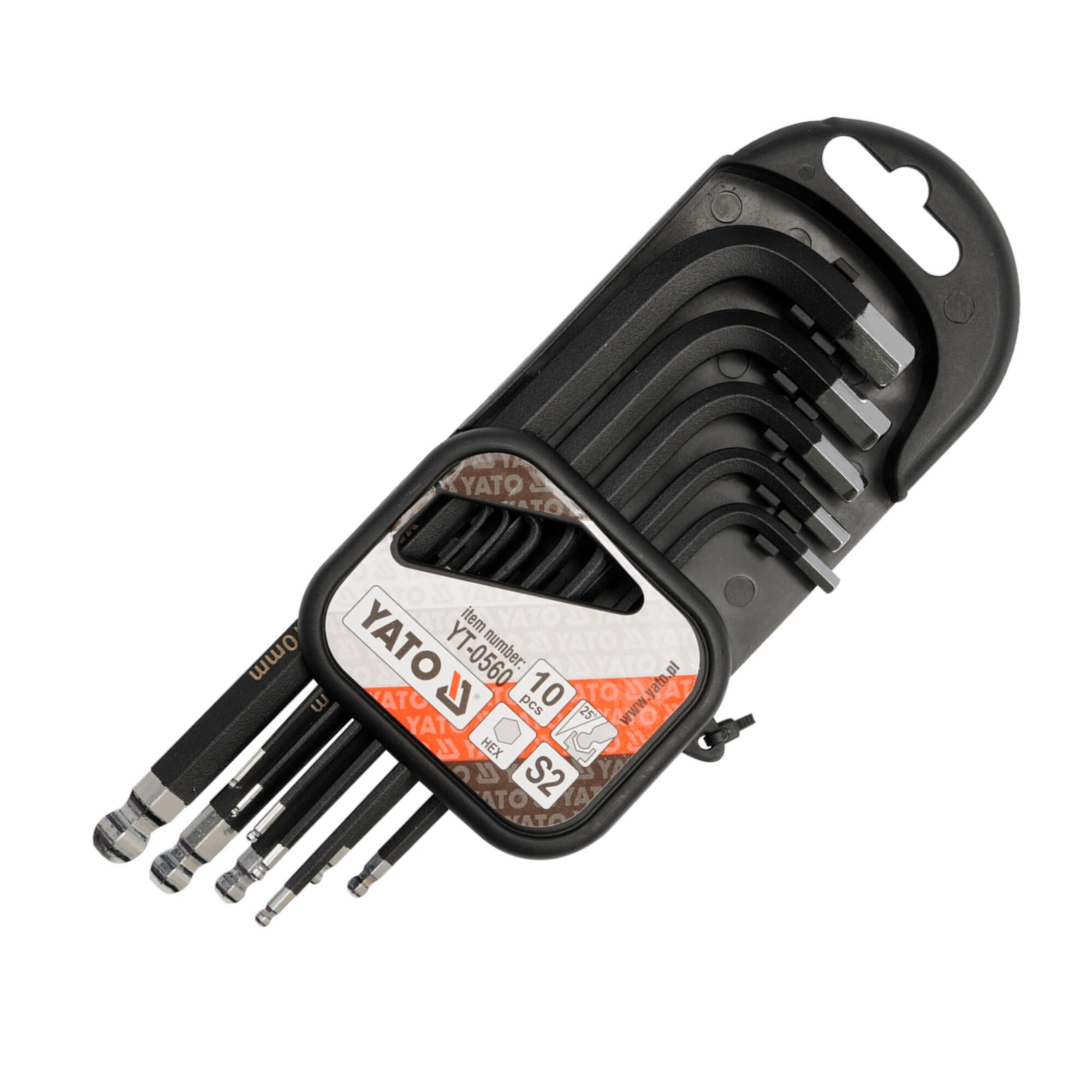 Set 10 chei imbus Yato, hexagonale S2 cu bila, 1.5 - 10 mm, crom 10buc