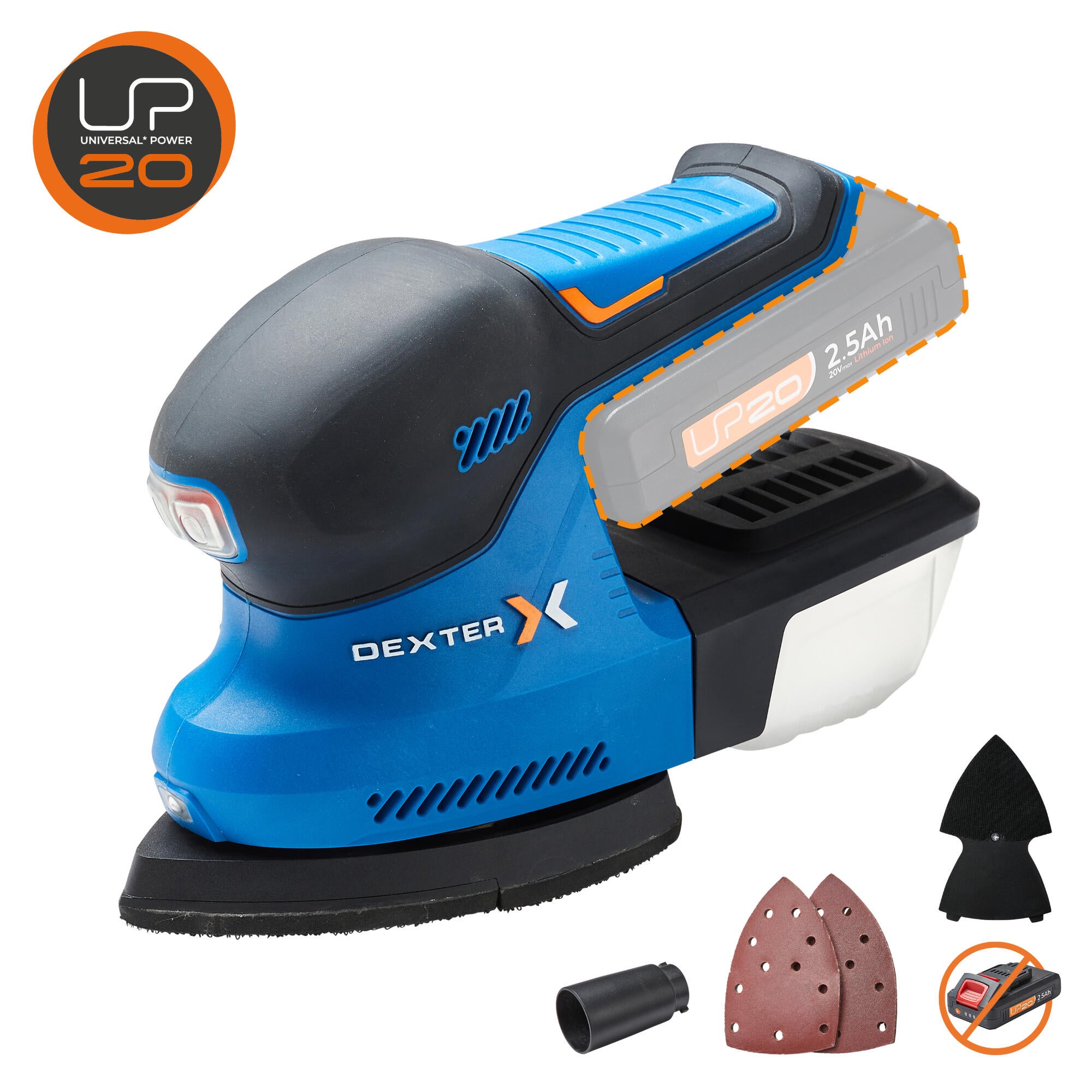 Slefuitor triunghiular pe acumulator Dexter, 20 V, 152 x 102 mm