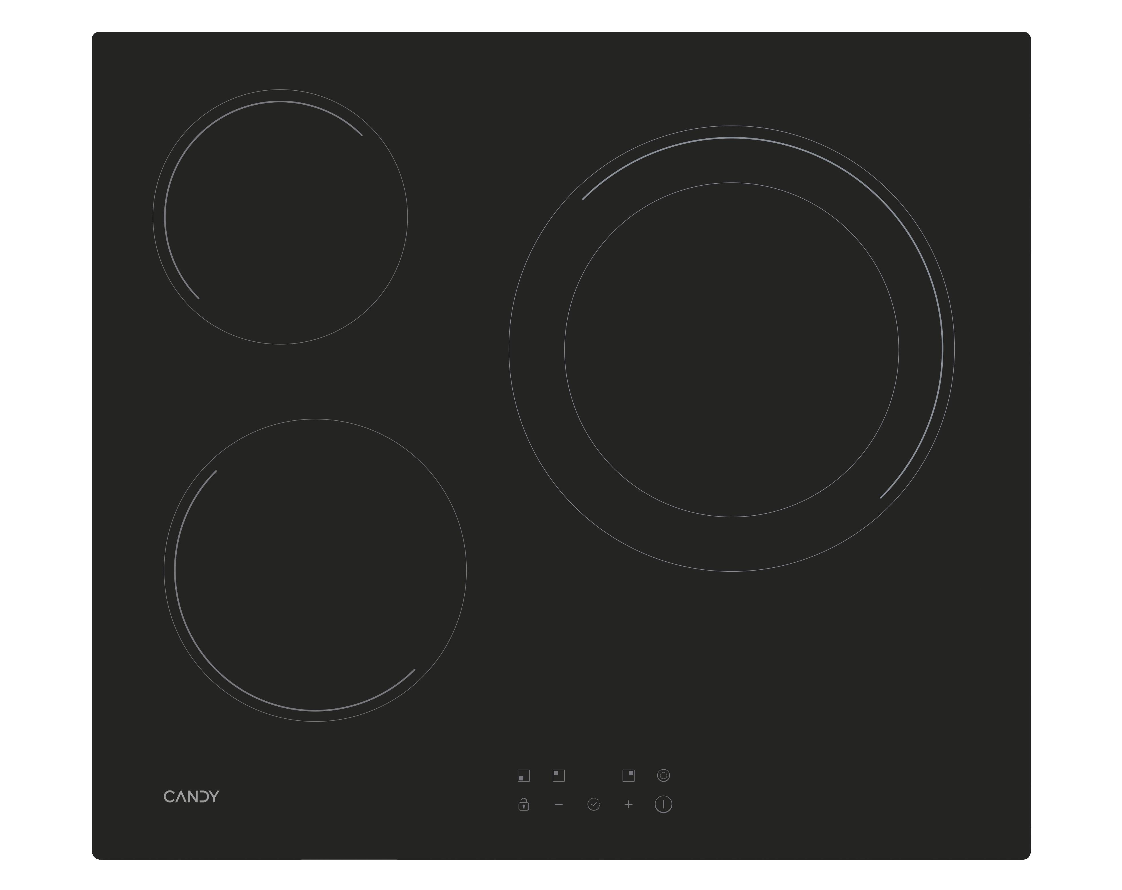 MediaMarkt Candy Placa Vitrocerámica, Ch63dcc, 3 Zonas, 59 Cm, Negro - Imagen 4