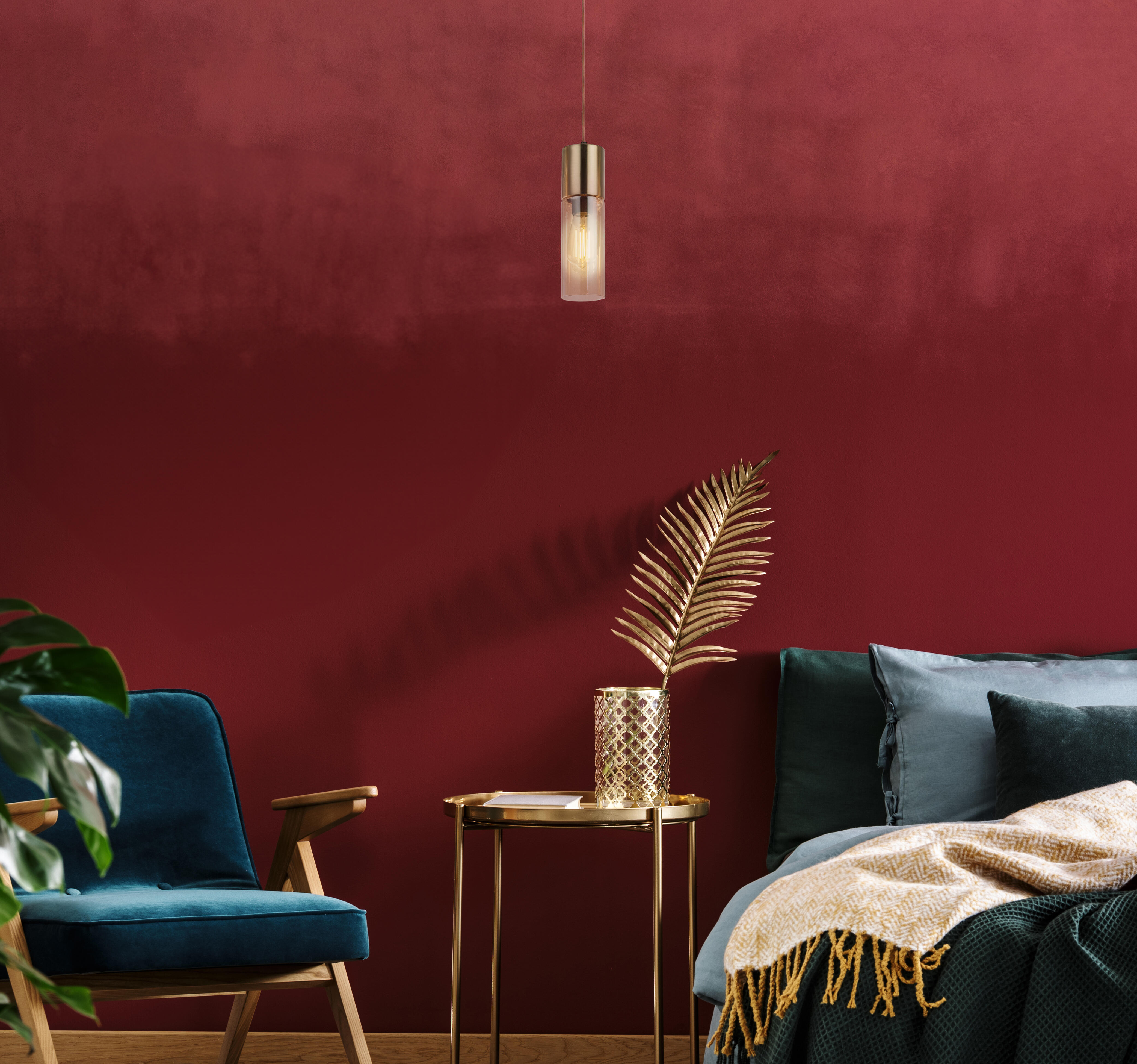 Candeeiro de teto suspenso Annika 1 luz dourado - 4