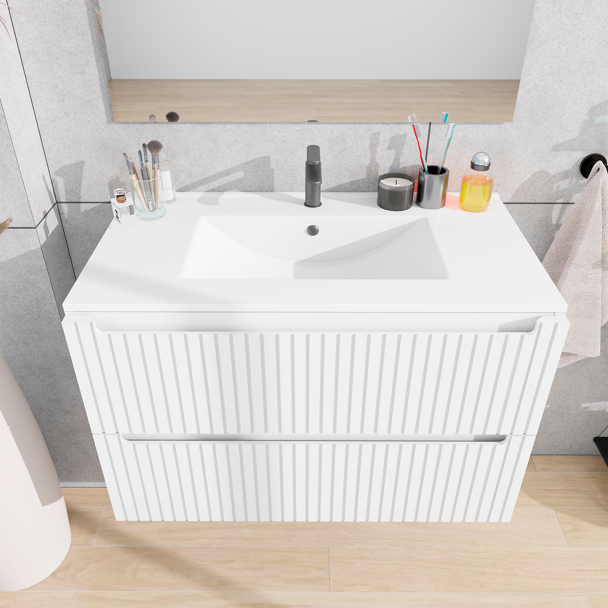 MUEBLE DE BAÑO BLUR 100CM BLANCO 2 CAJONES - 6