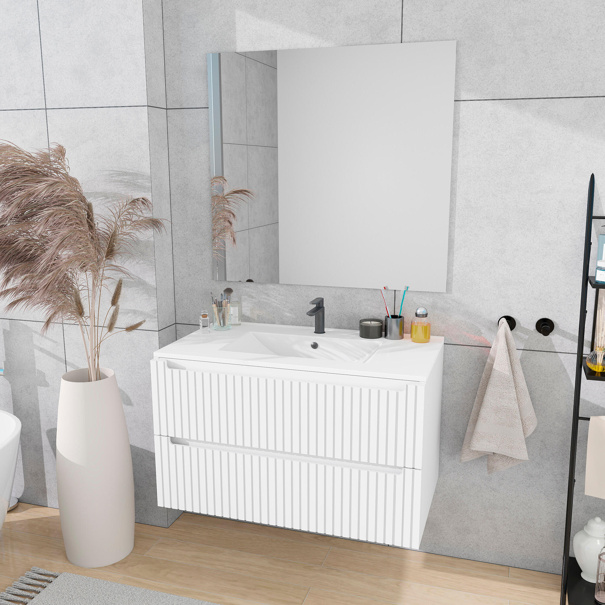 MUEBLE DE BAÑO BLUR 100CM BLANCO 2 CAJONES - 5