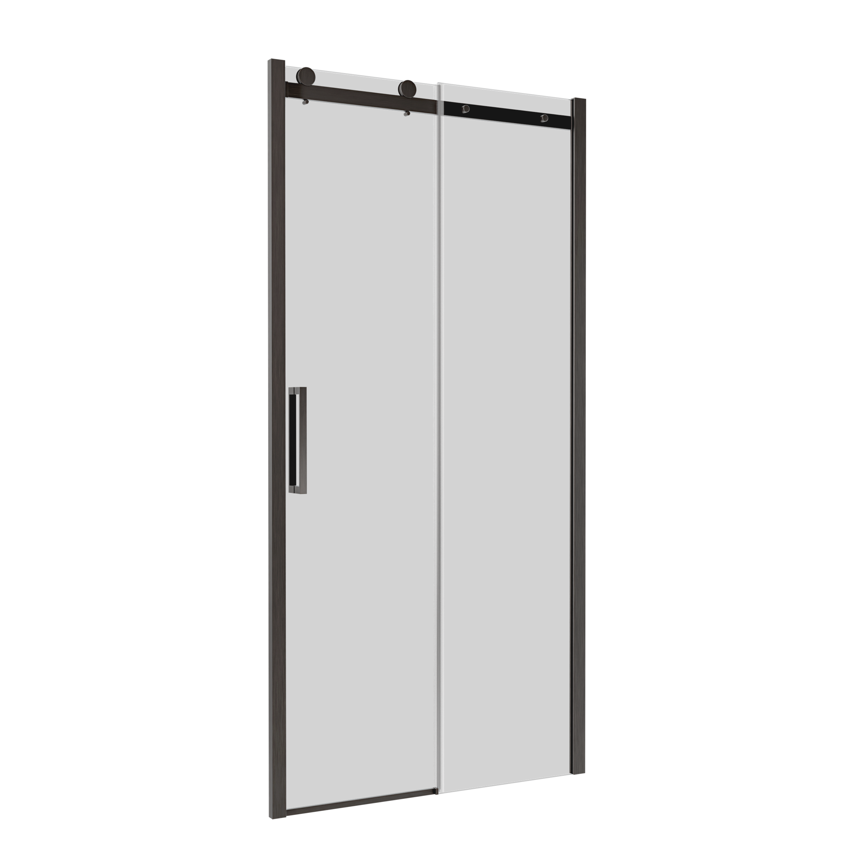 Drzwi prysznicowe przesuwne 100x200 cm Laurena Gunmetal grafitowe szkło profile szare Wellneo