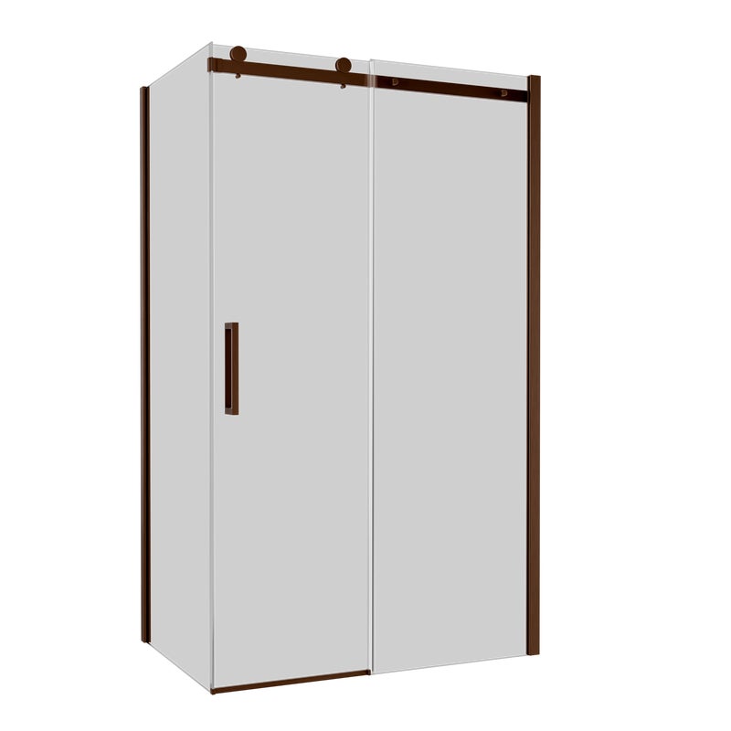 Kabina prysznicowa prostokątna 100x80x200 cm Laurena Copper grafitowe szkło profile miedziane Wellneo