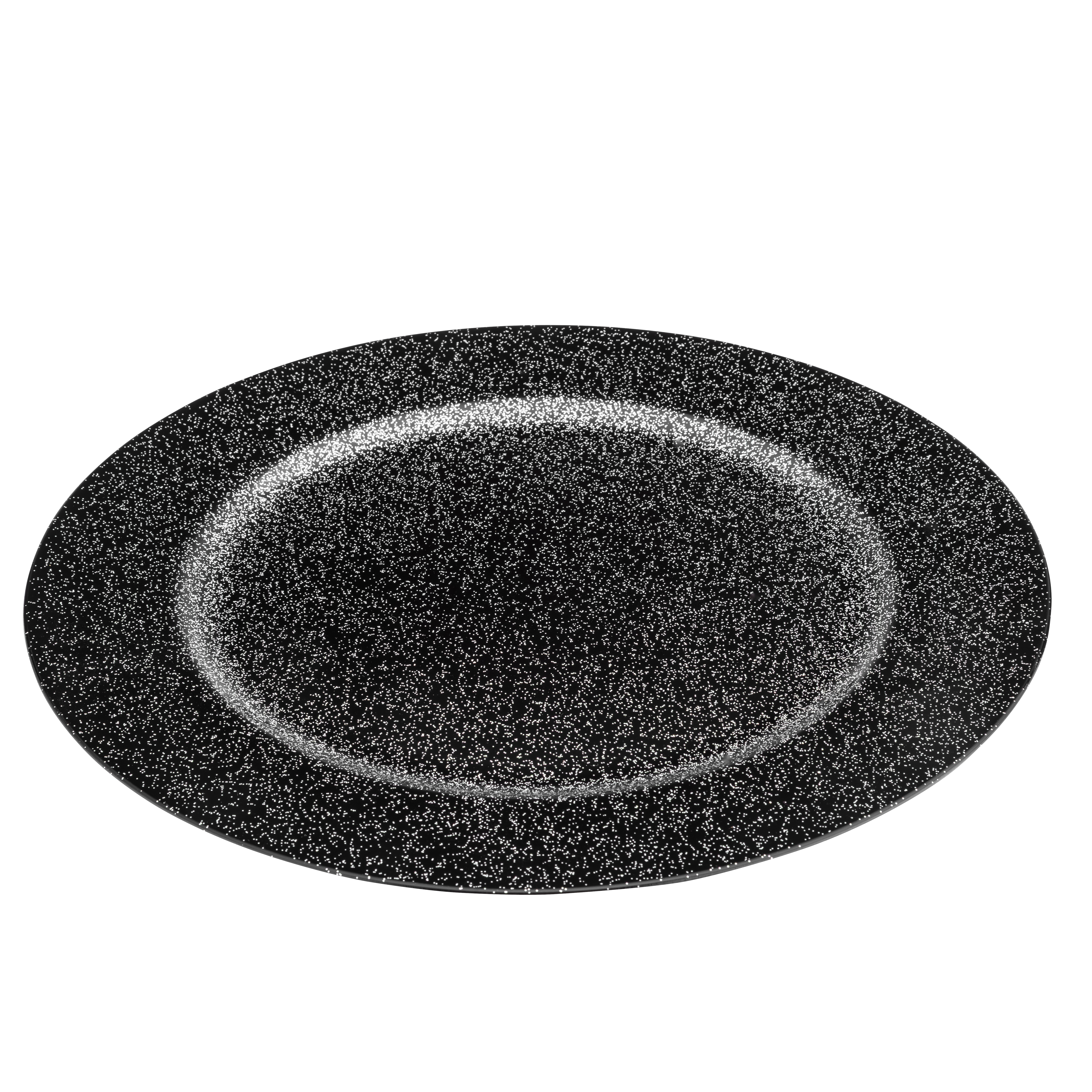 Talerz dekoracyjny czarny śr. 33 cm brokatowy