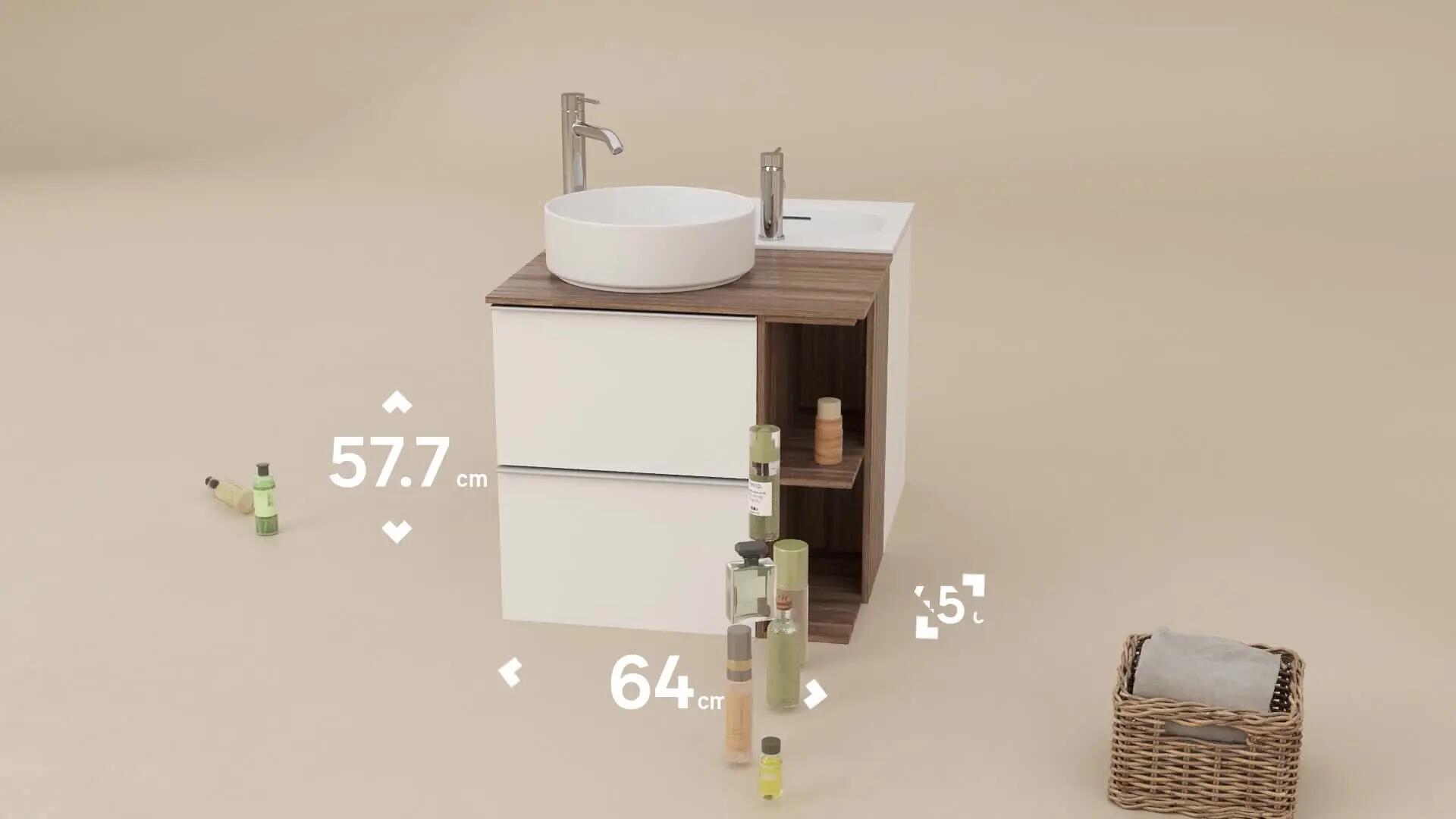 Top per lavabo Modern SENSEA L 121 x H 12 x P 46 cm noce truciolare, stratificato - 2
