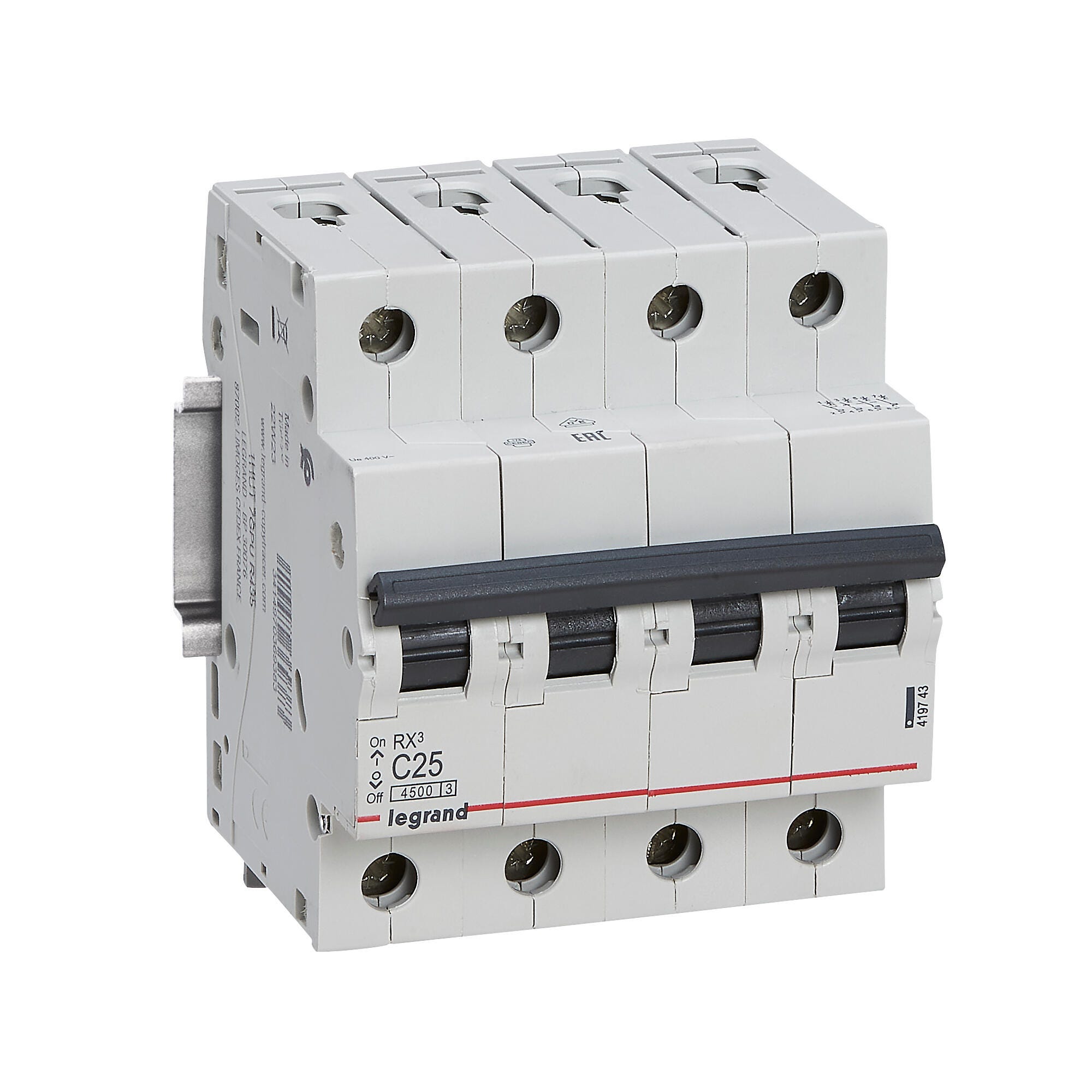 Disjunctor Disjunctor Legrand RX3, tetrapolar, 25 A, curba C, 4.5 KA | Leroy Merlin