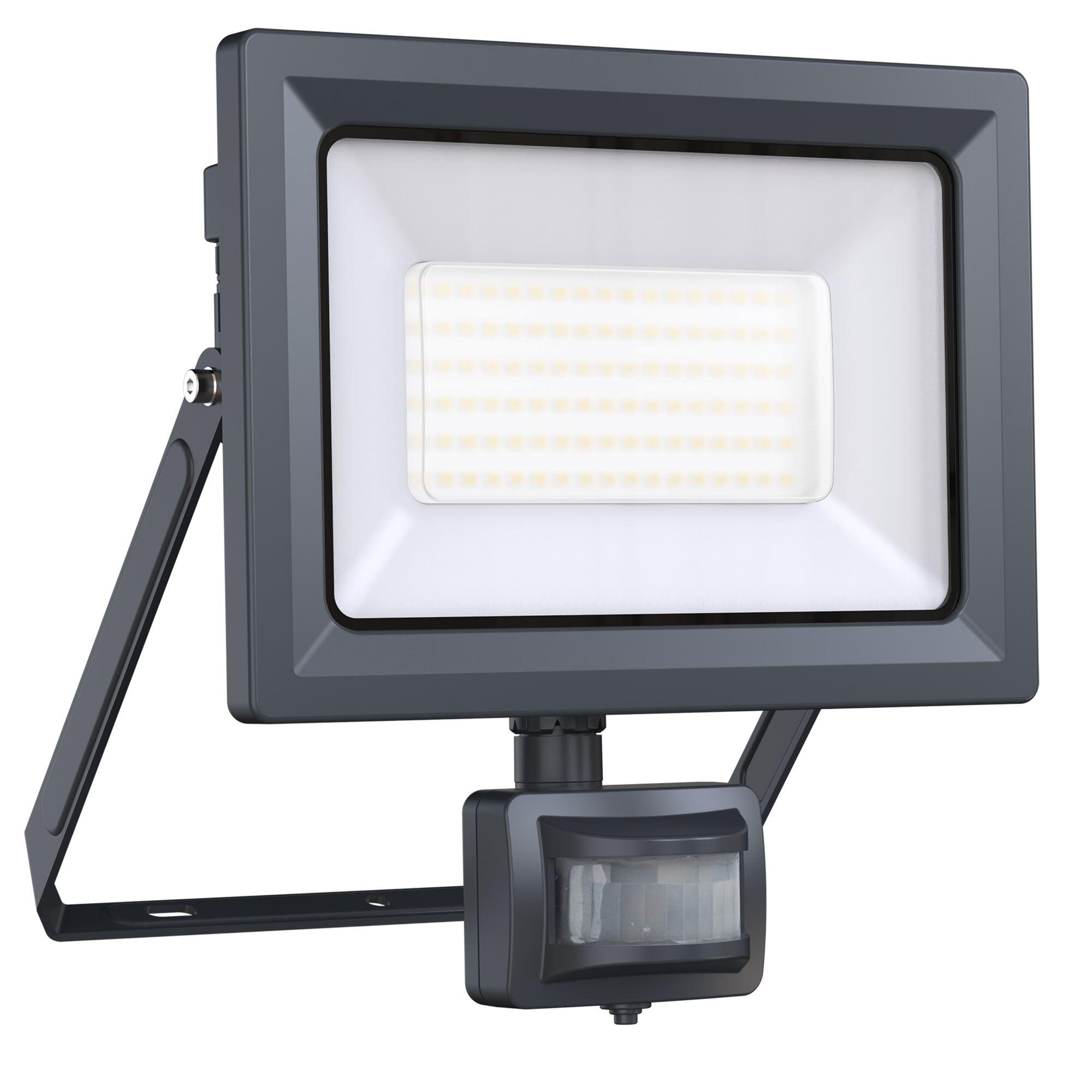 Proiector LED Yonkers, 50 W, 6760 lm, IP44, senzor miscare, gri