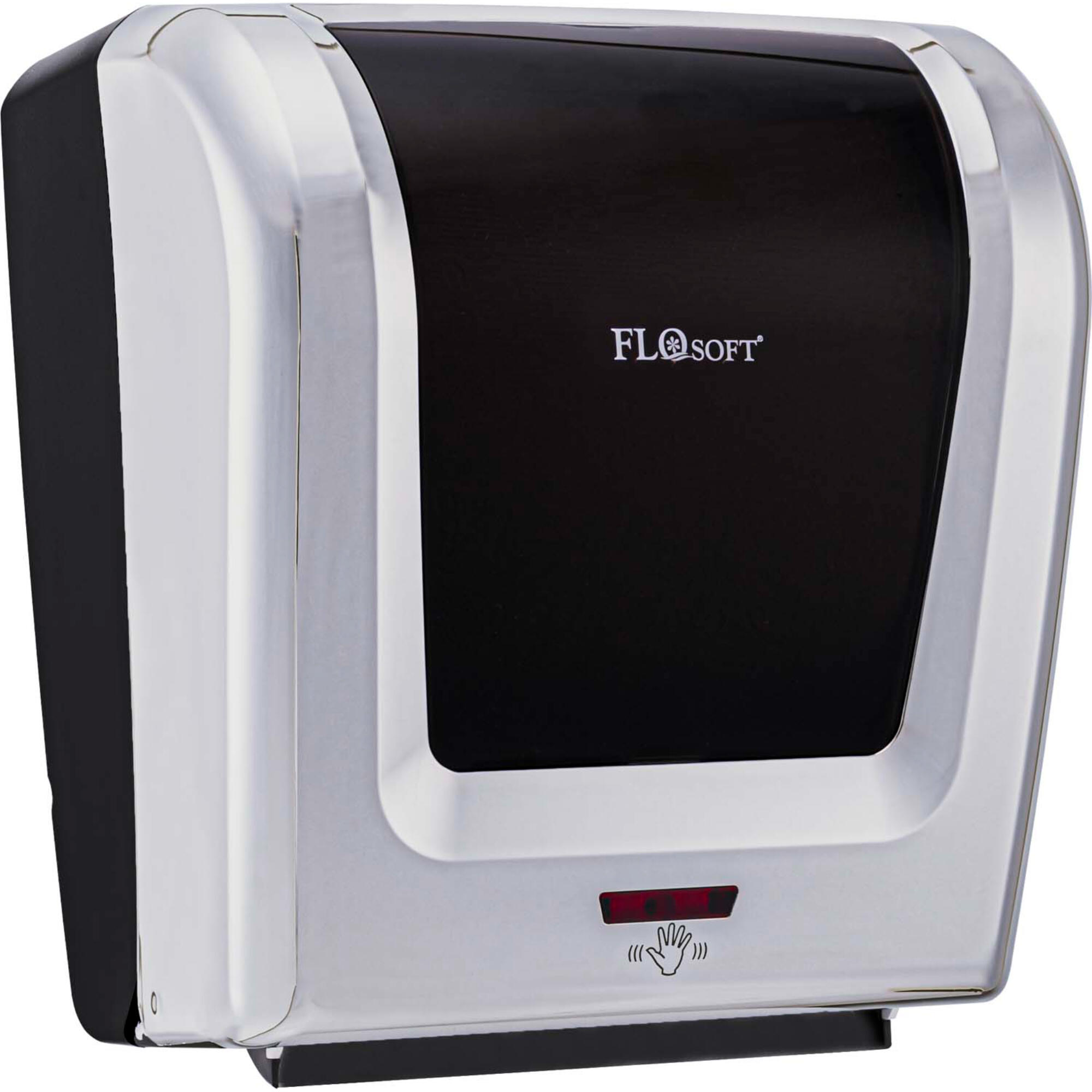 Dispenser hartie Autocut, 30.5x 34.7 x 22 cm, ABS, crom/negru