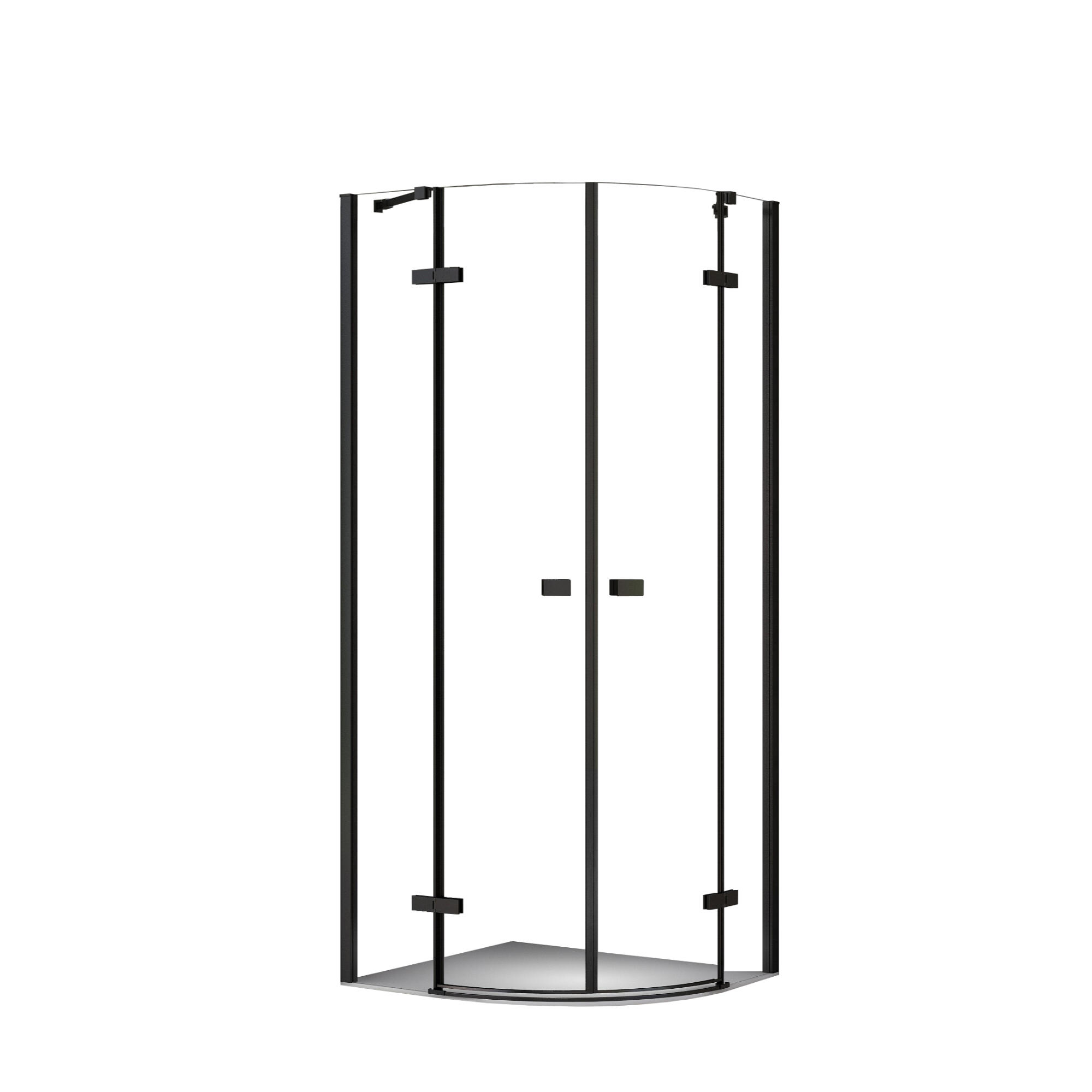Inchidere dus semirotunda Infinity, usa pivotanta, 90 x 90 x 200 cm, profil negru, mat
